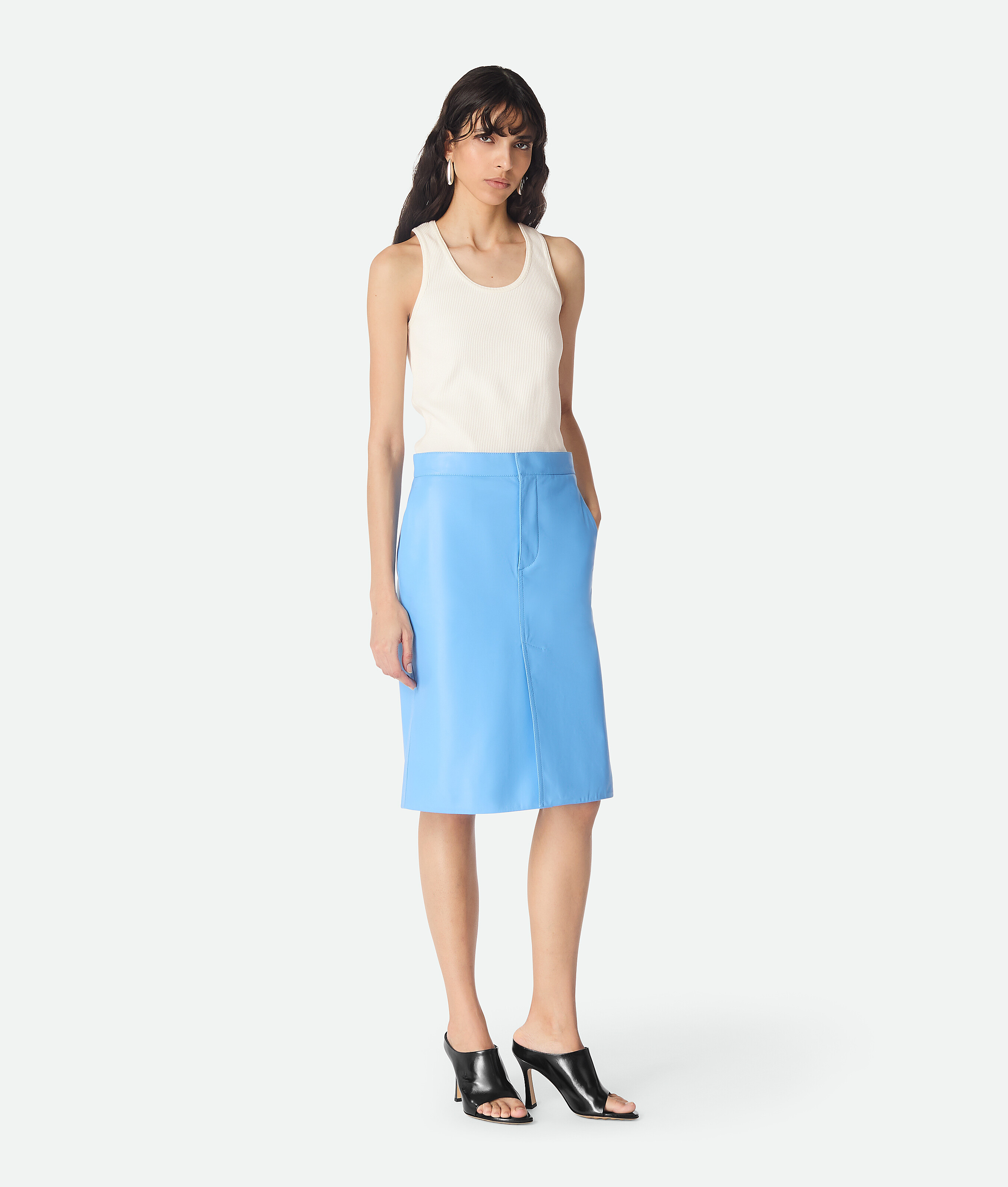 Bottega Veneta Leather Skirt - Admiral - Woman - 8 - Lambskin