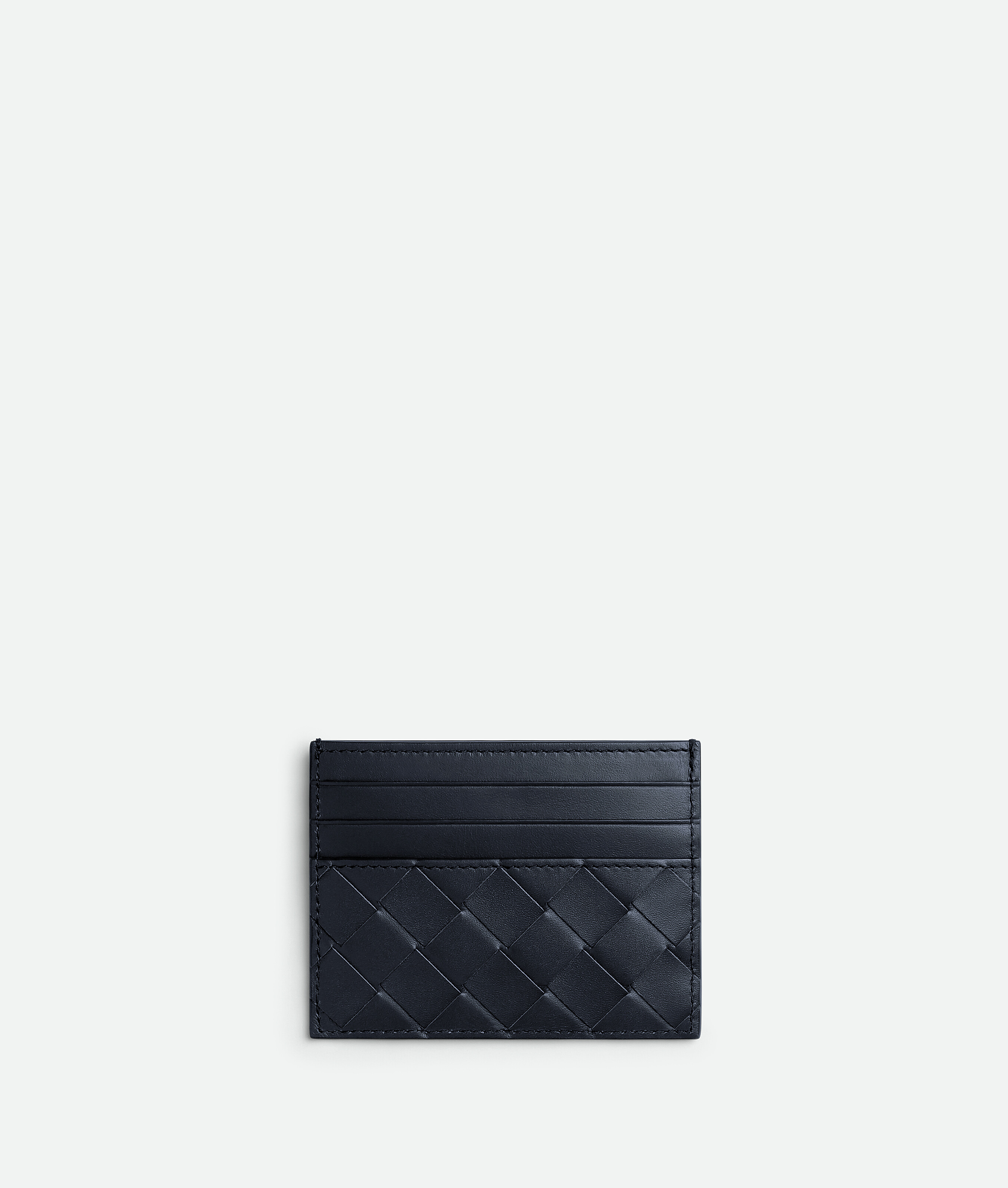 Bottega Veneta Intrecciato Credit Card Case In Deep Blue