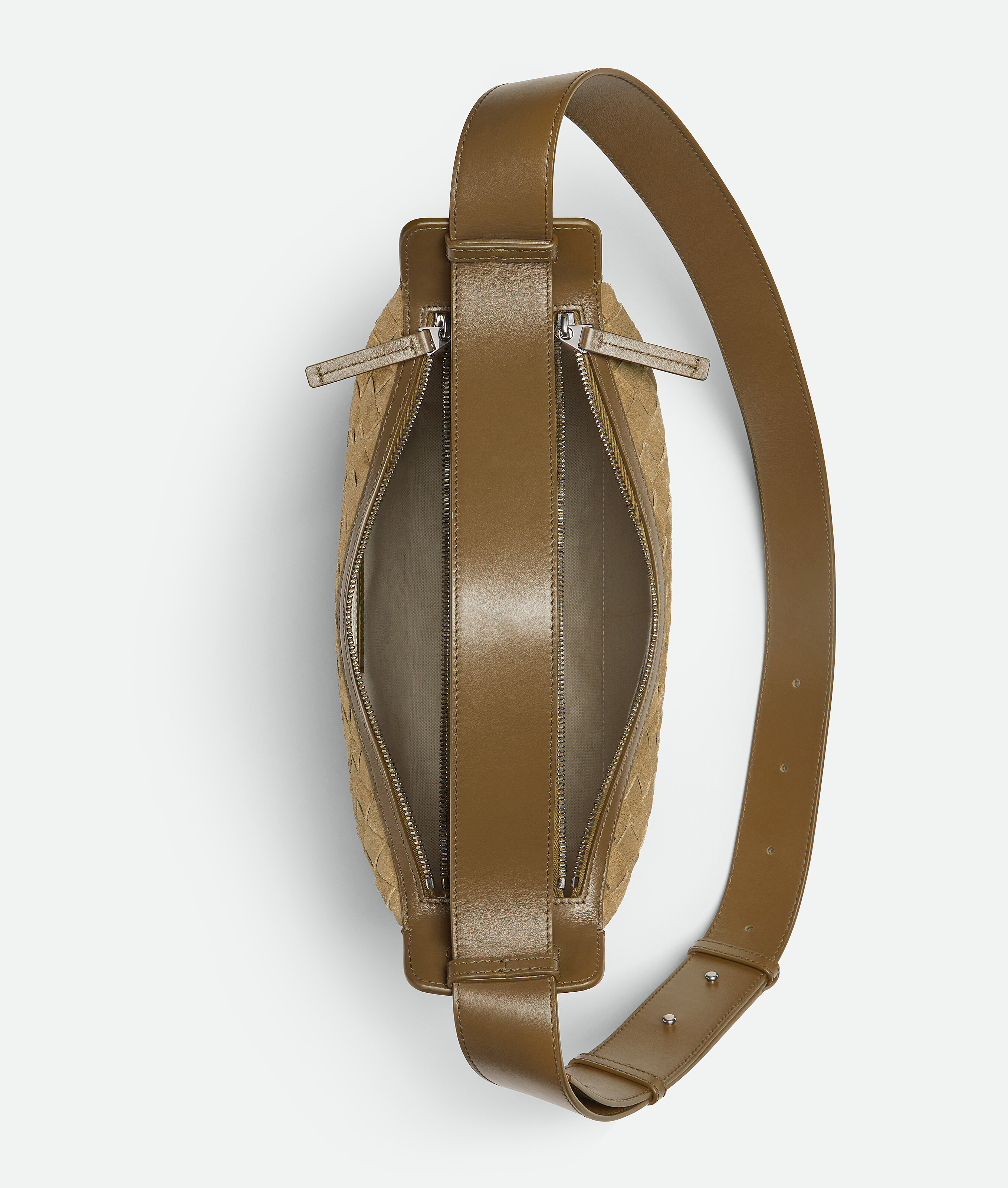 Bottega Veneta Suede Intrecciato Tribeca Cross-body Bag In Brown