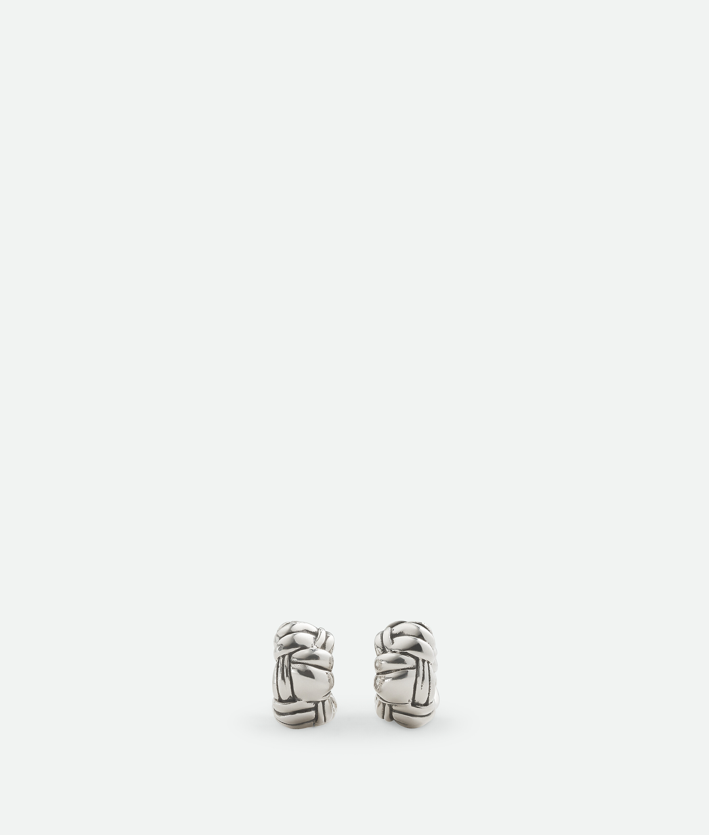 Shop Bottega Veneta Pleat Mini Hoop Earrings In Silver