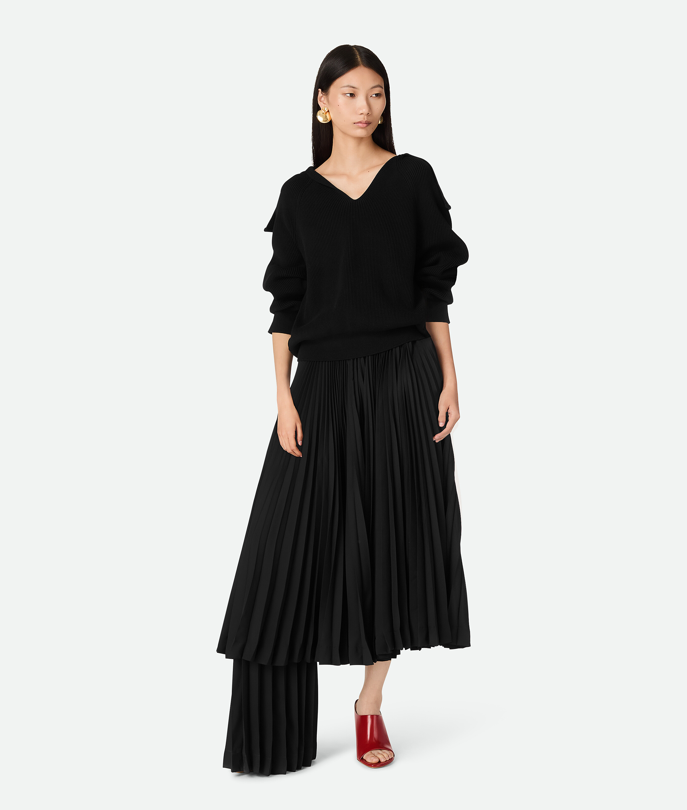Bottega Veneta Cotton Rib Jumper - Black - Woman - L - Cotton, Elastane & Polyamide