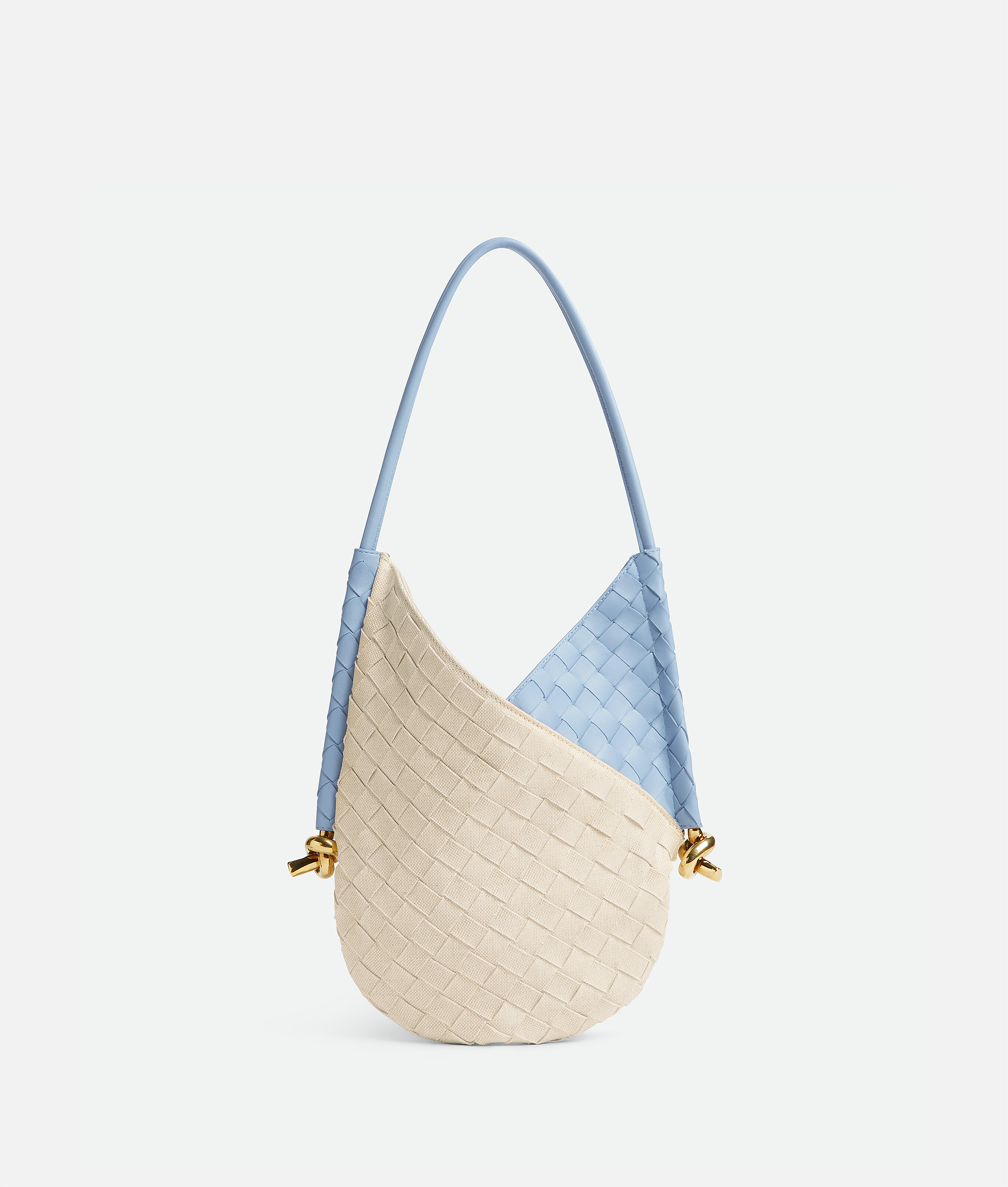 Bottega Veneta Solstice Small Intrecciato Lambskin Shoulder Bag In Natural/ice