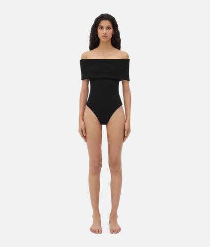 Stretch Nylon Off-The-Shoulder Swimsuit