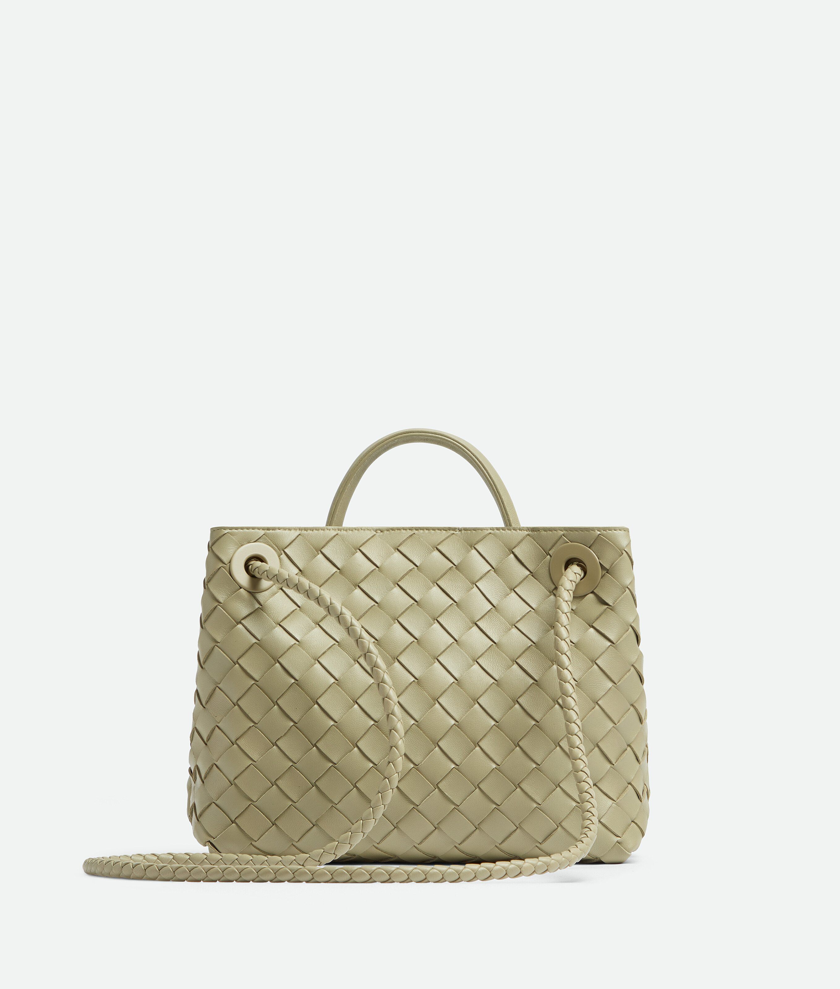 Bottega Veneta Andiamo Small Leather Top-handle Bag In Green