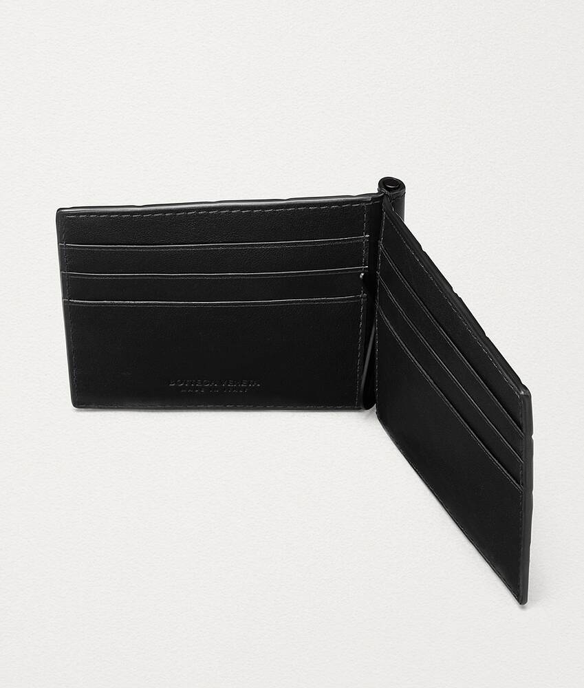 850 専用 ボッテガヴェネタ マネークリップ イントレチャート レザー 黒 BOTTEGA VENETA ボッテガヴェネタ 二つ折り財布 カーフレザー