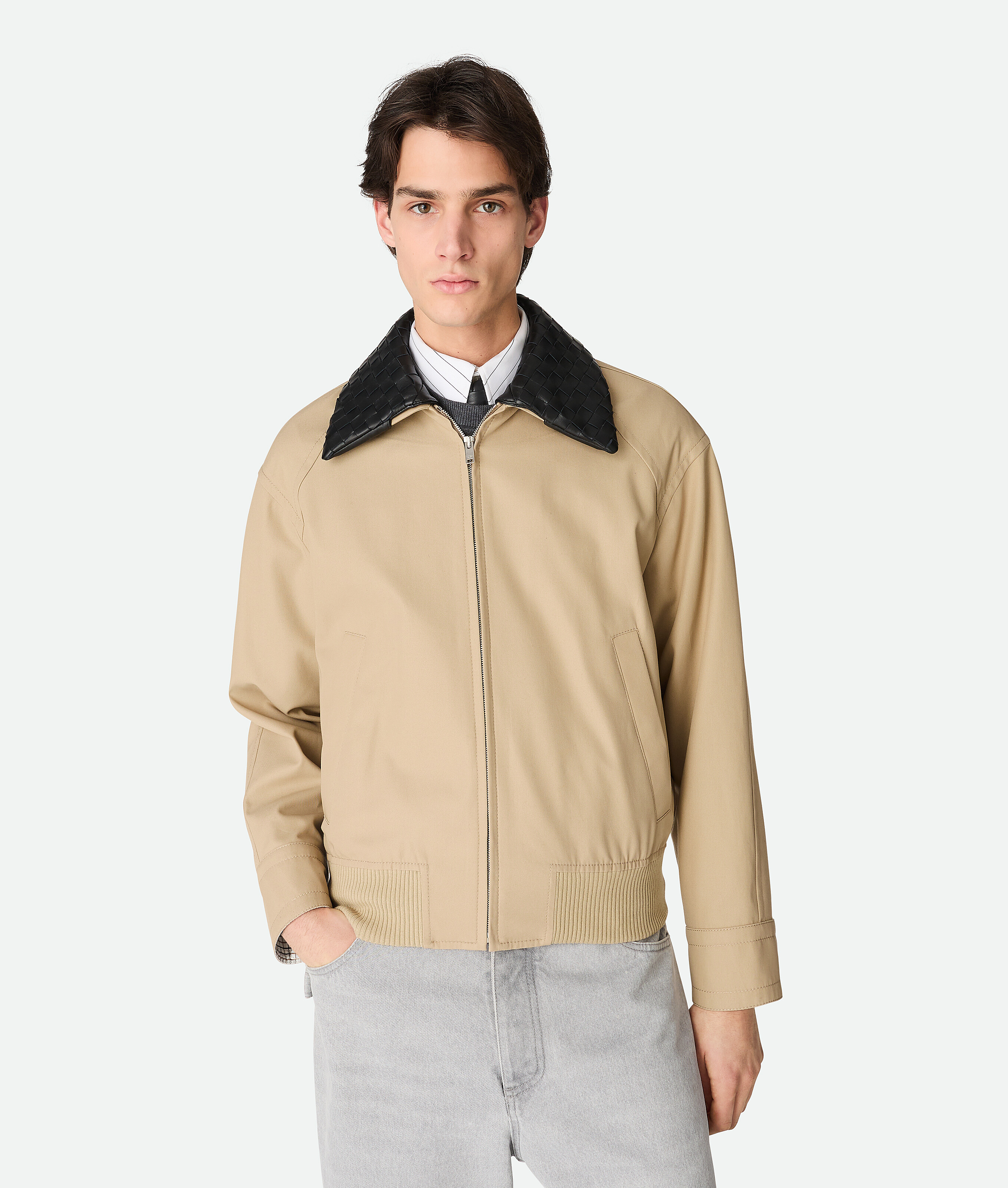 Blouson en sergé de coton pour Homme en Beige