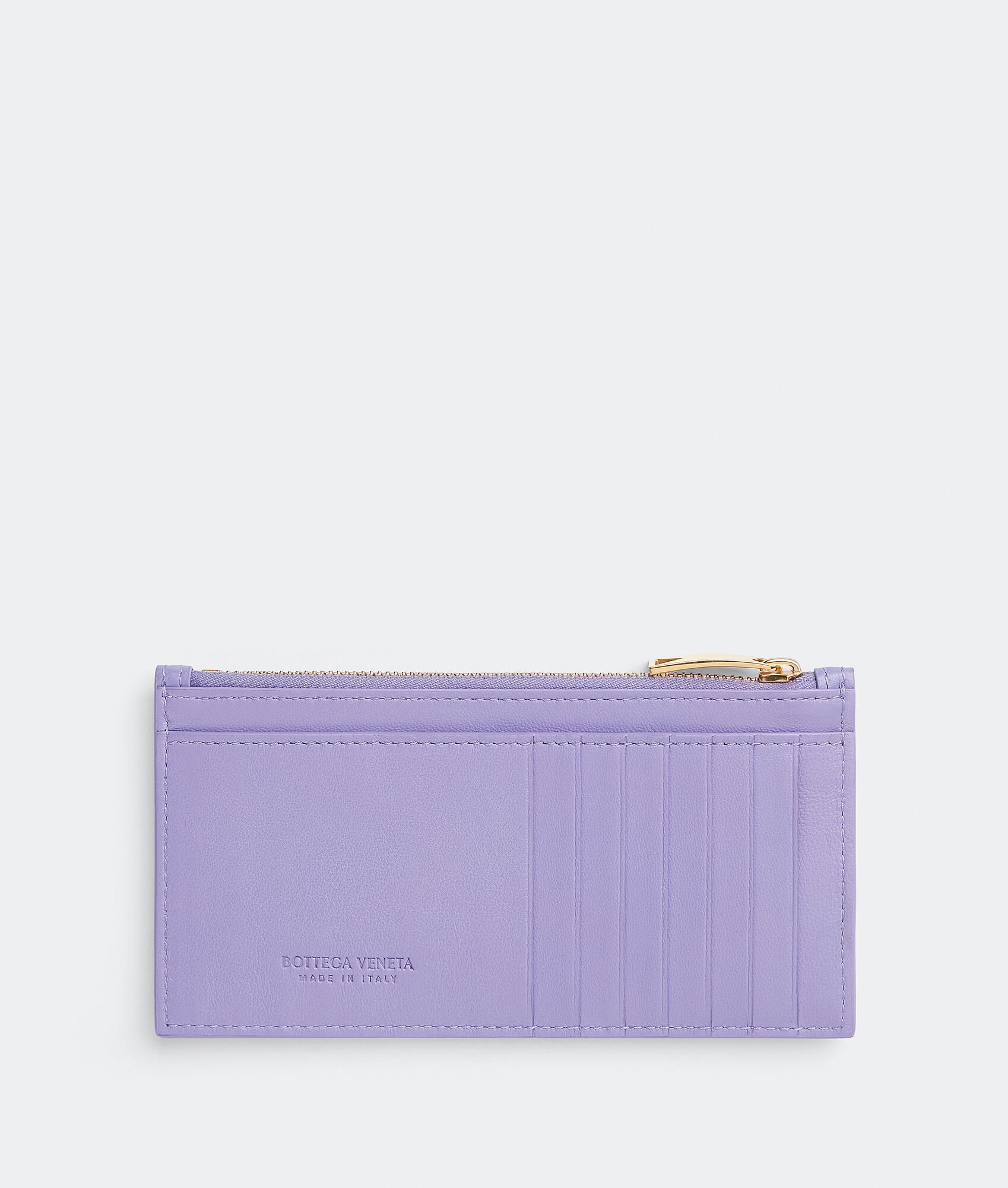BOTTEGA VENETAのファスナー付きカードケース（ラムスキン）　色: ウィステリア