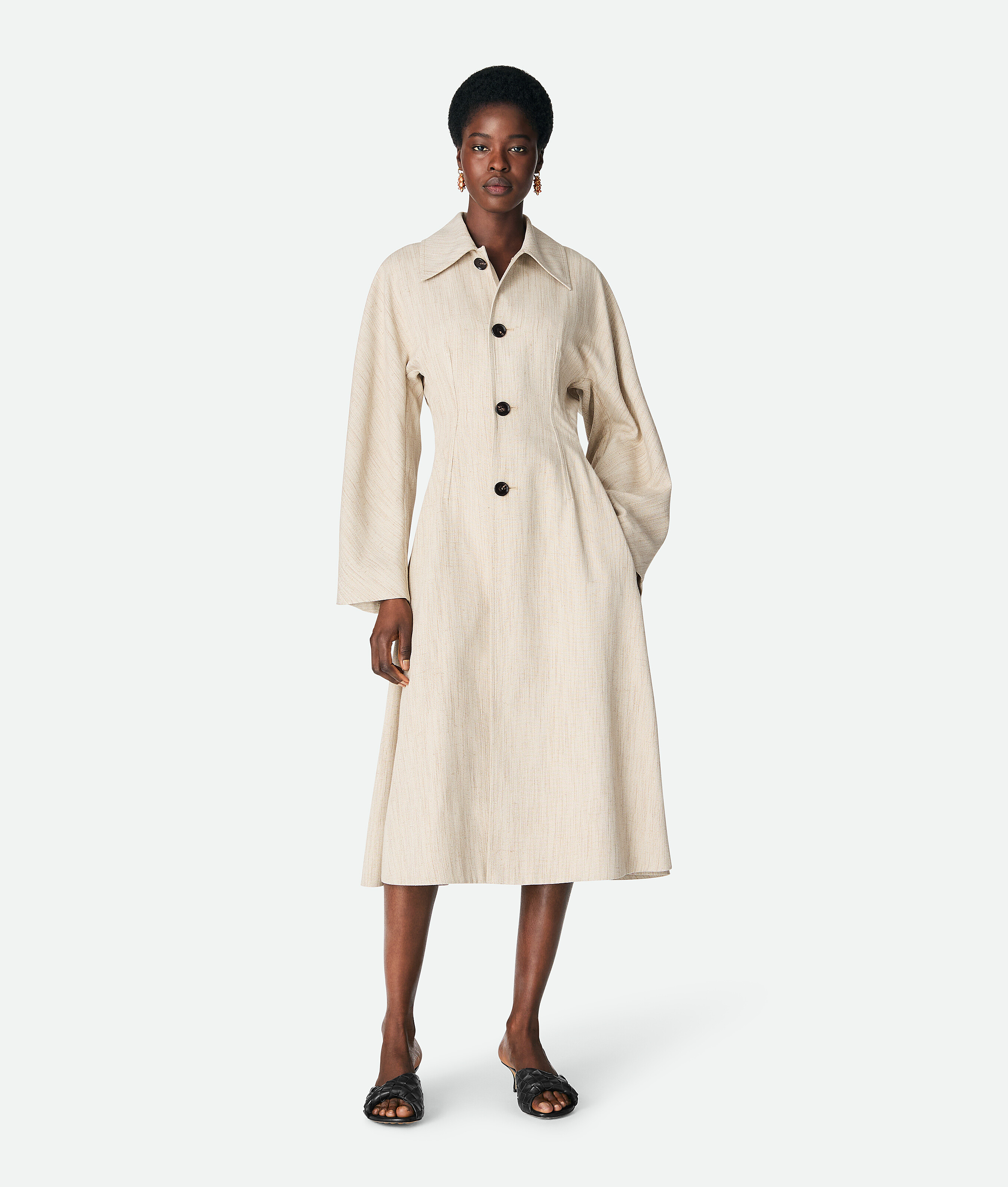 Bottega Veneta Viscose Silk Coat - Grey Putty - Woman - 12 - Viscose, Polyester & Silk