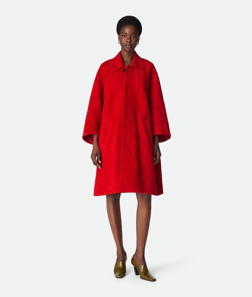 Display a large version of the product image 1 - Intrecciato Suede Leather Coat