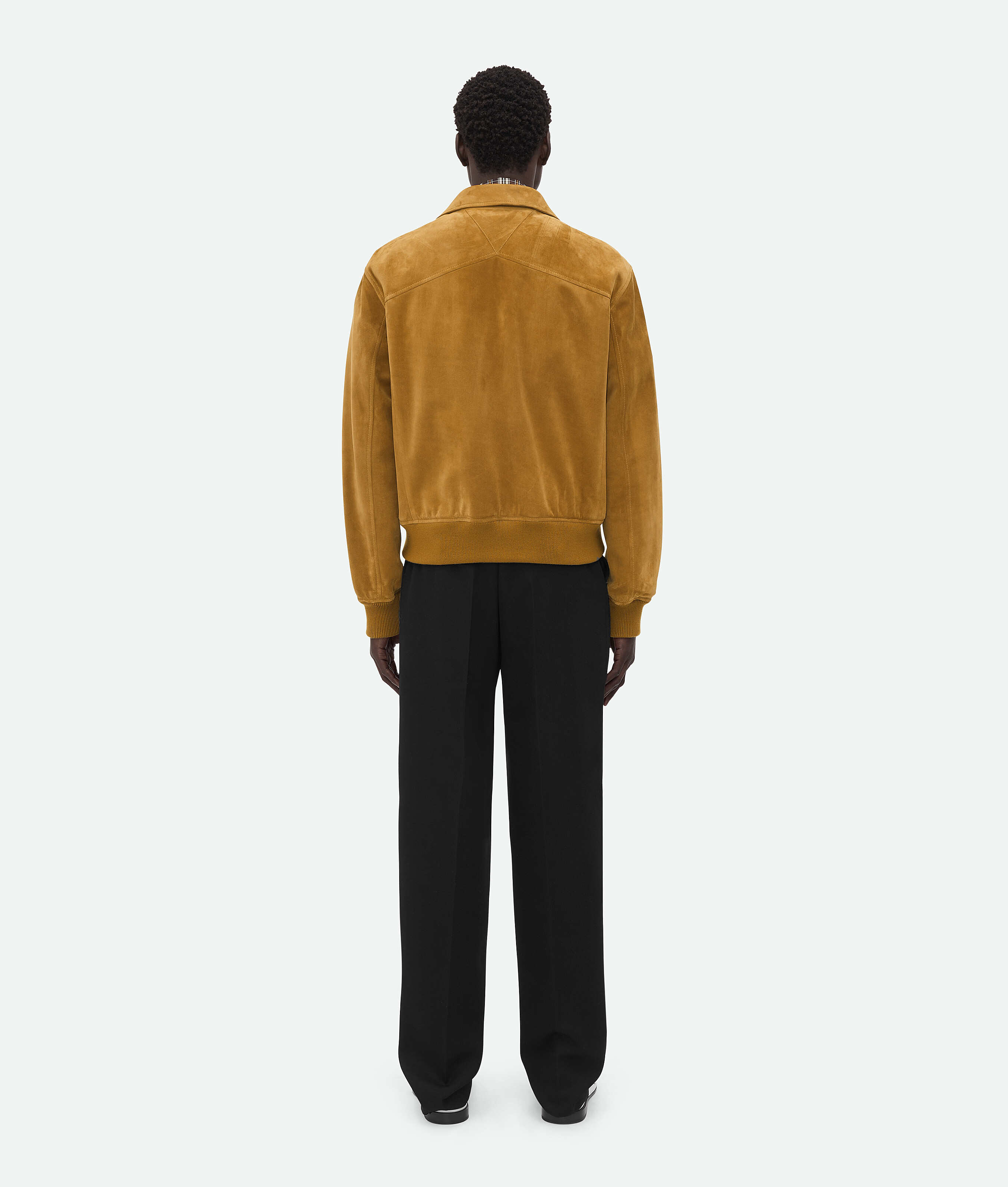 Shop Bottega Veneta Suede Leather Blouson In Peanut Butter