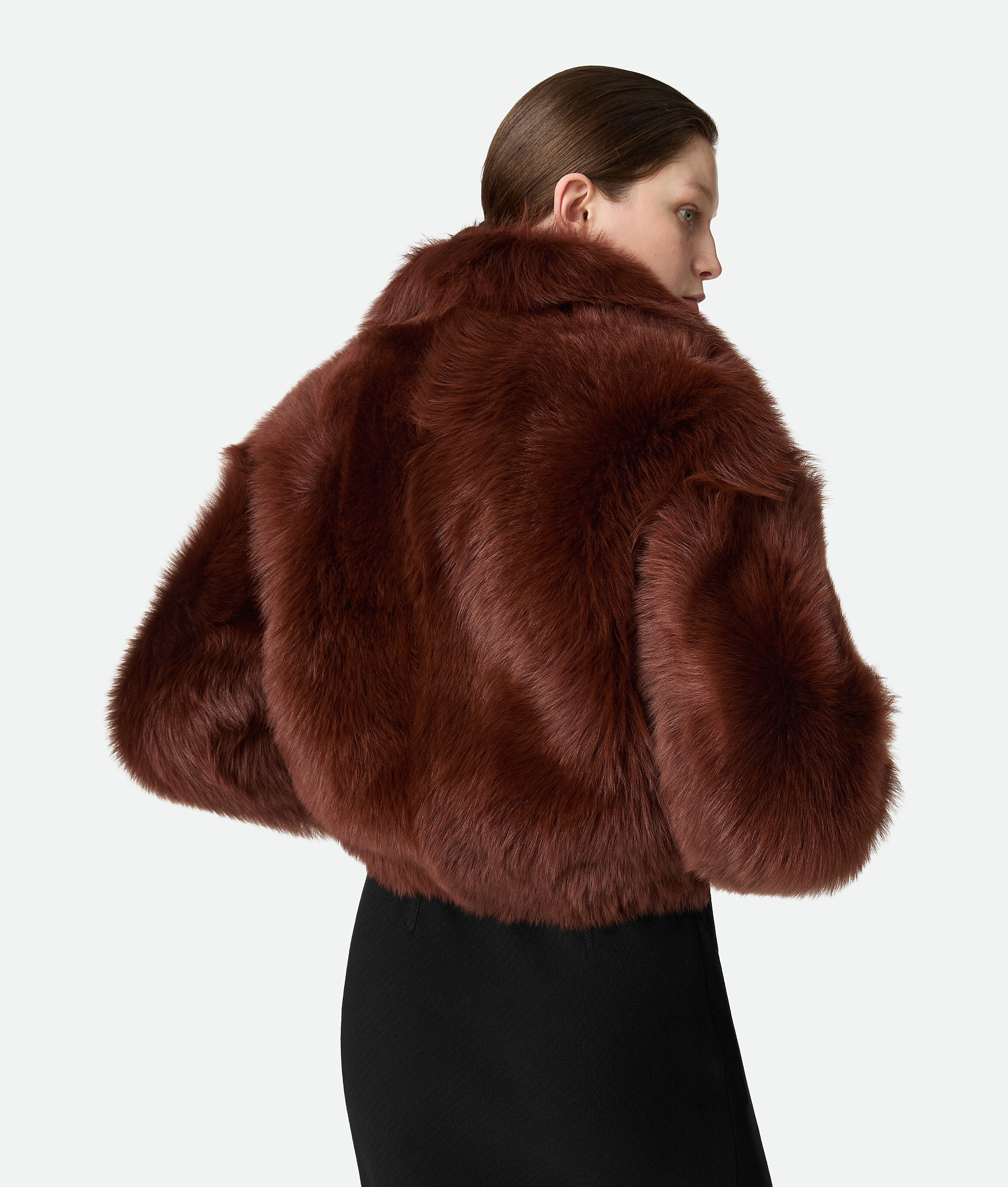 Giubbotto crop in shearling Toscana da Donna in Pudding Bottega Veneta Italia IT - Image 3