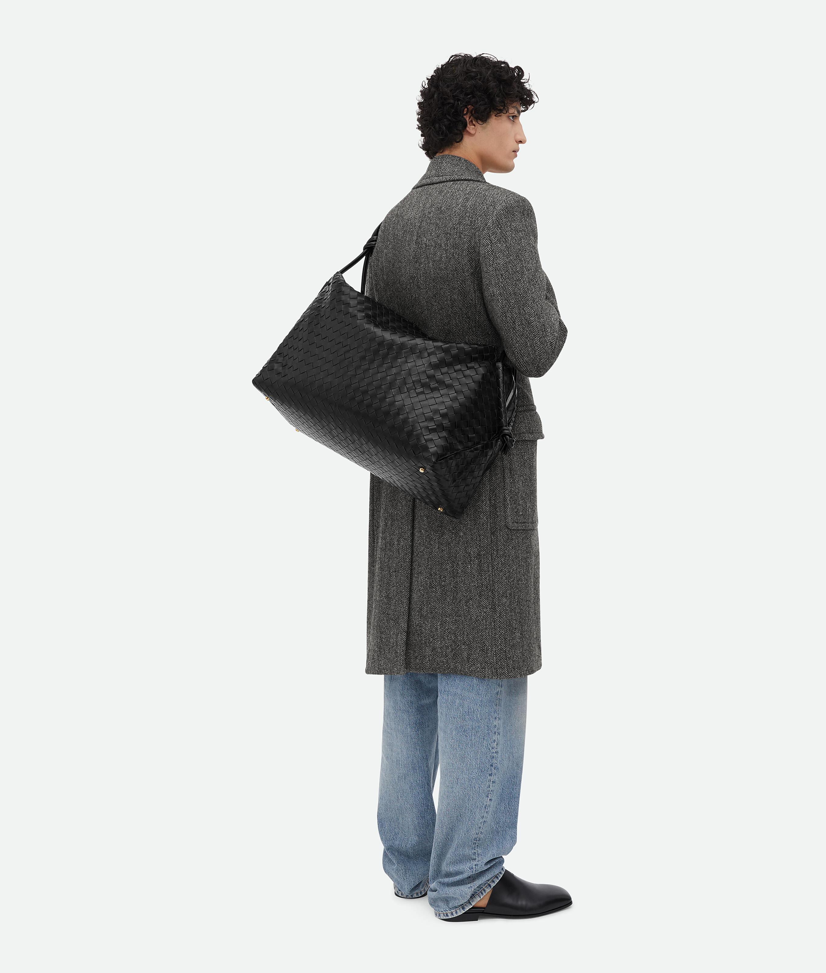 Shop Bottega Veneta Large Loop Weekender In Black