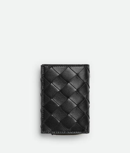 Men's Tiny Tri-fold Zipper Wallet in Black | Bottega Veneta® US