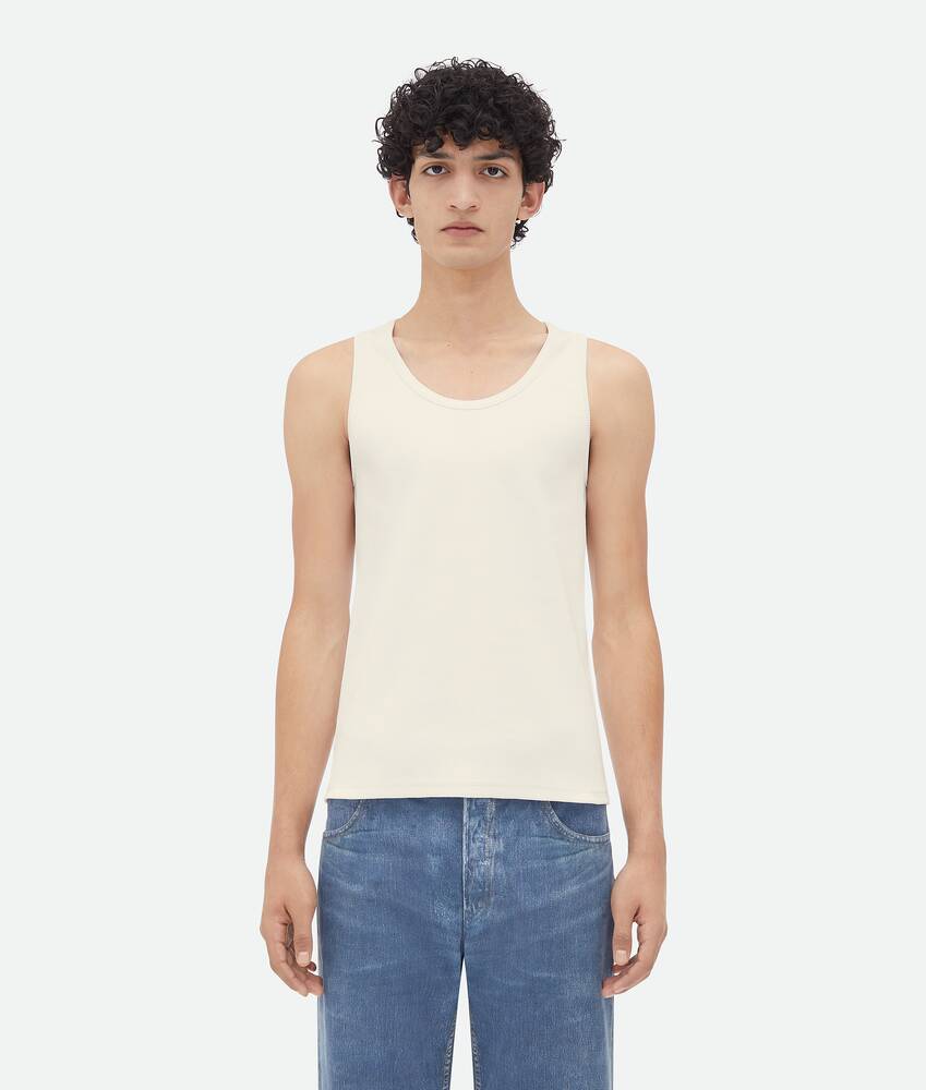 Bottega Veneta® Men's Stretch Rib Cotton Tank Top in Chalk. Shop online now.