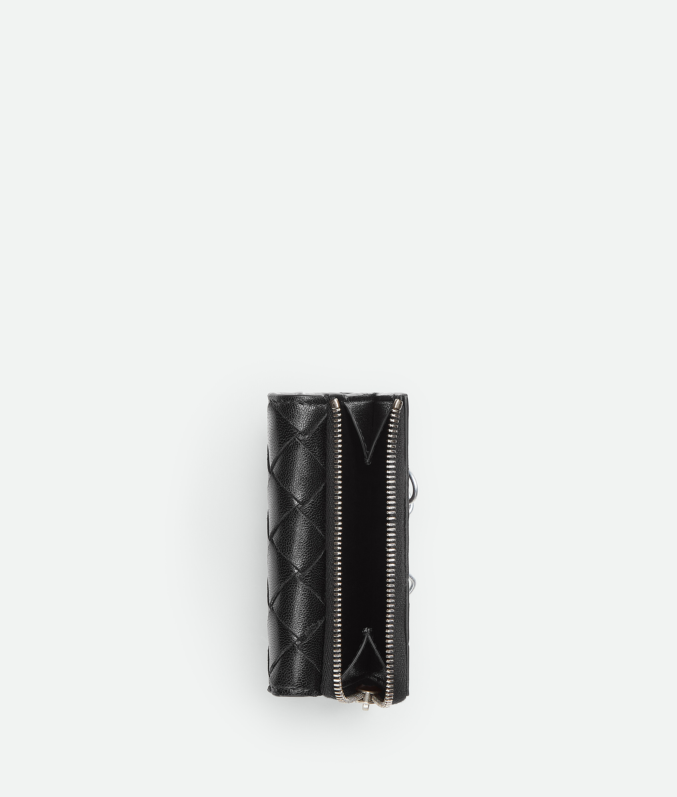 Bottega Veneta Intrecciato Tiny Tri-fold Wallet In Black