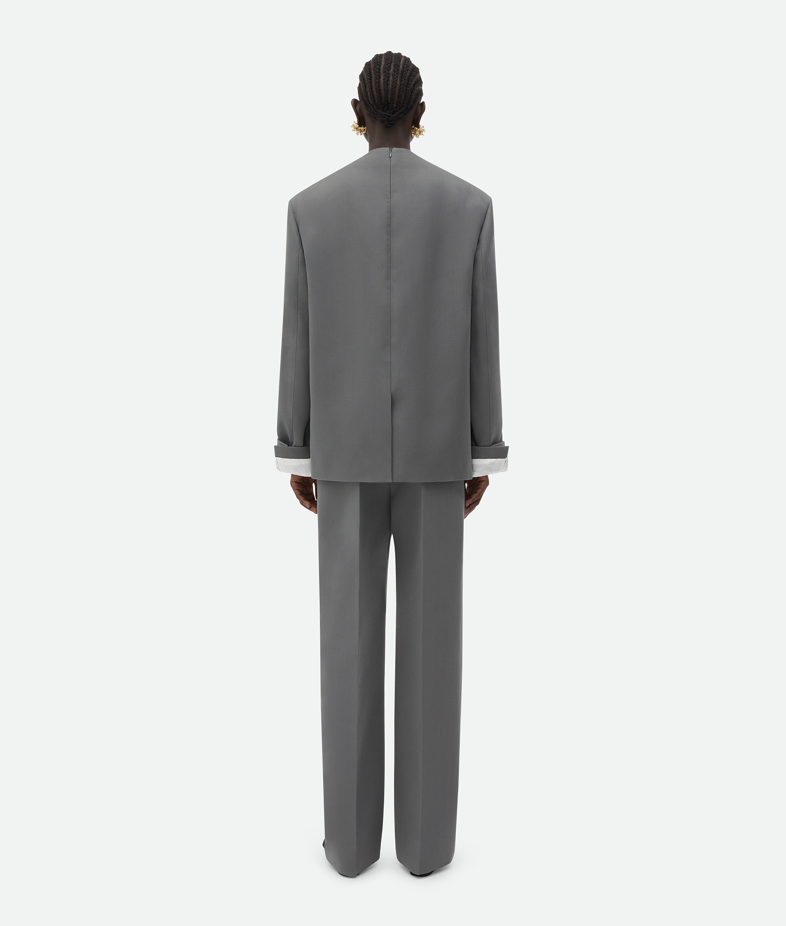 Bottega Veneta Compact Wool Jacket In Grey