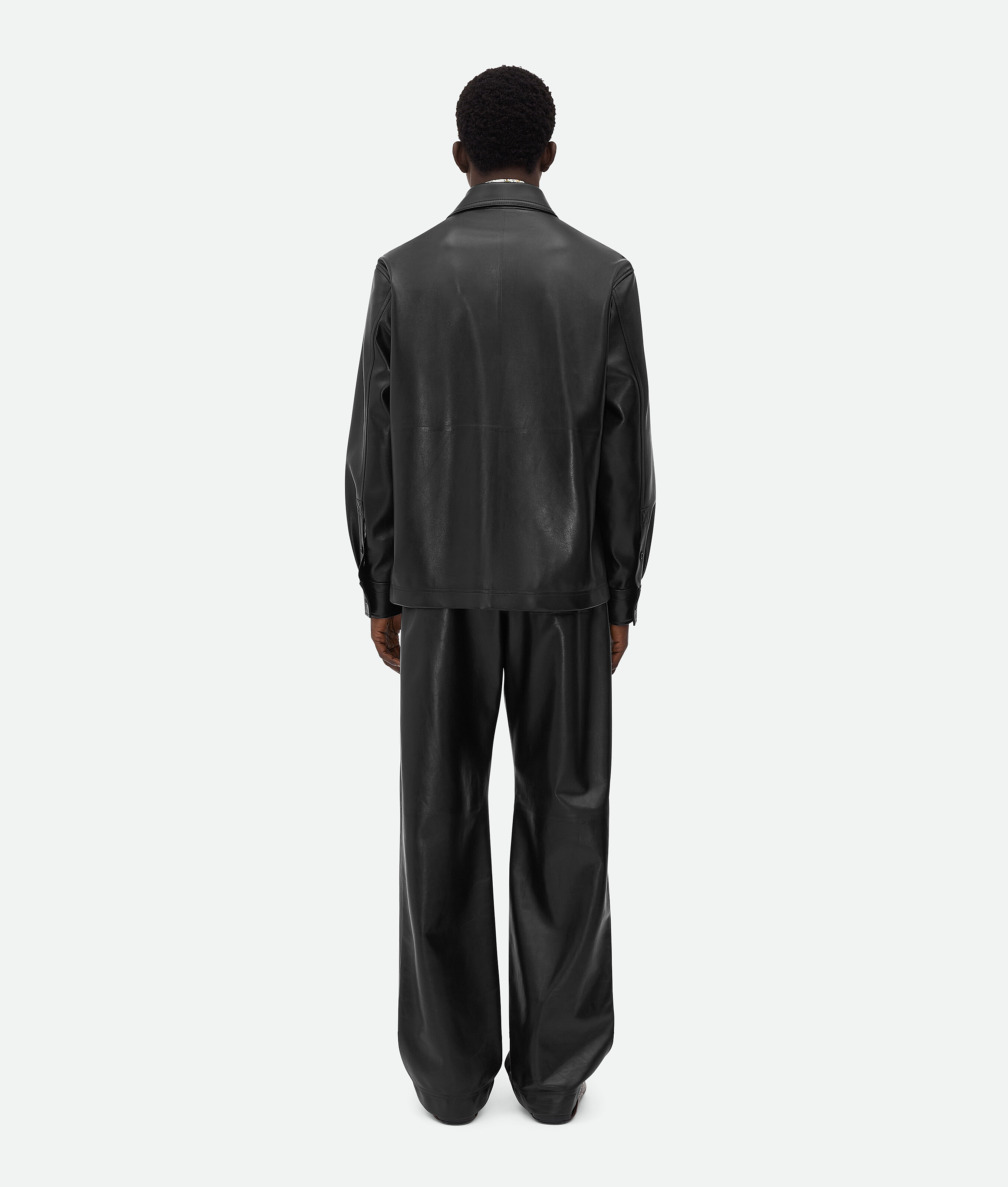 Bottega Veneta Long-sleeved Wool Pajamas Shirt In Black