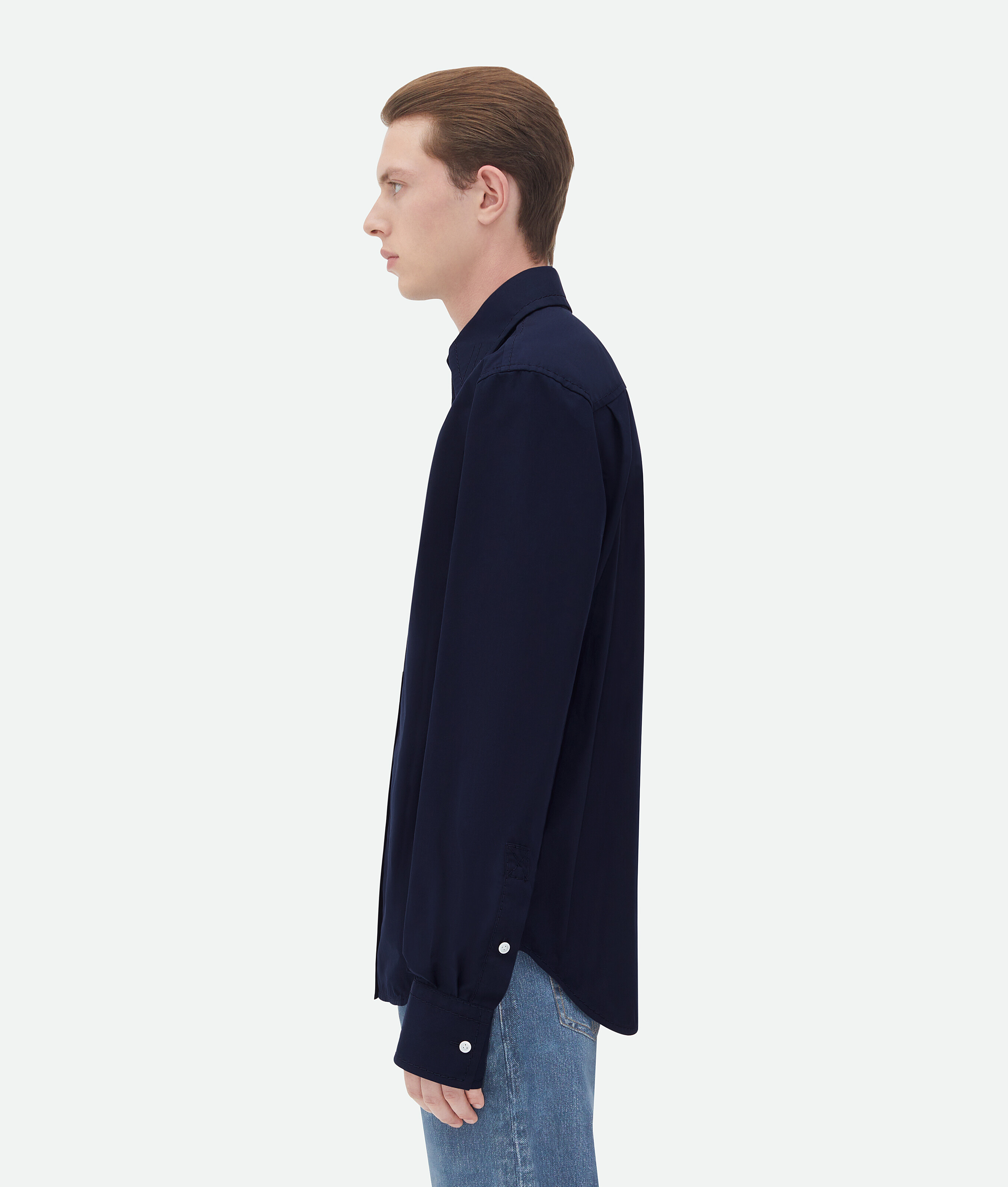 Bottega Veneta Cotton Shirt In Blue