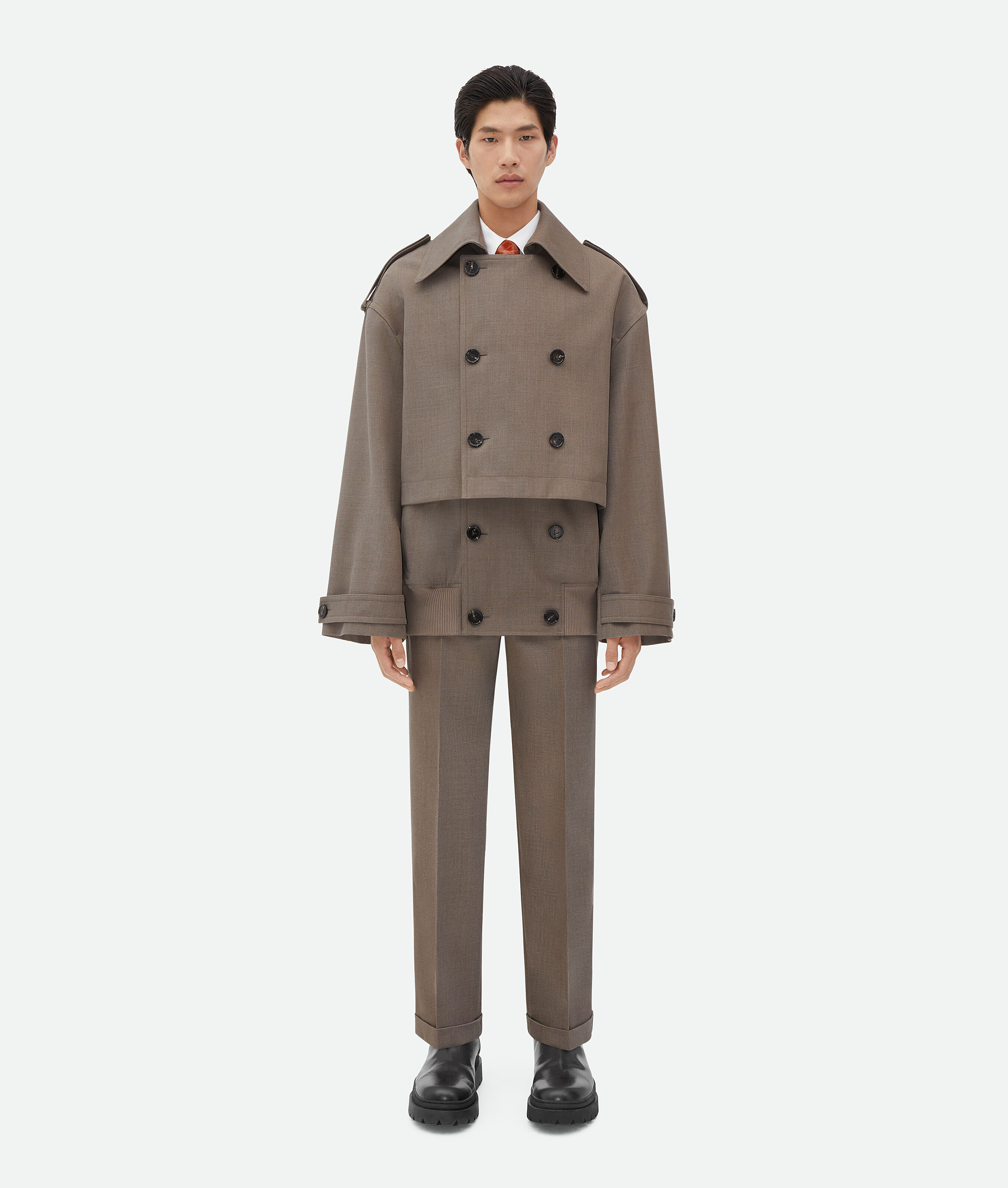 Shop Bottega Veneta Trenchcoat Aus Wolltwill In Brown