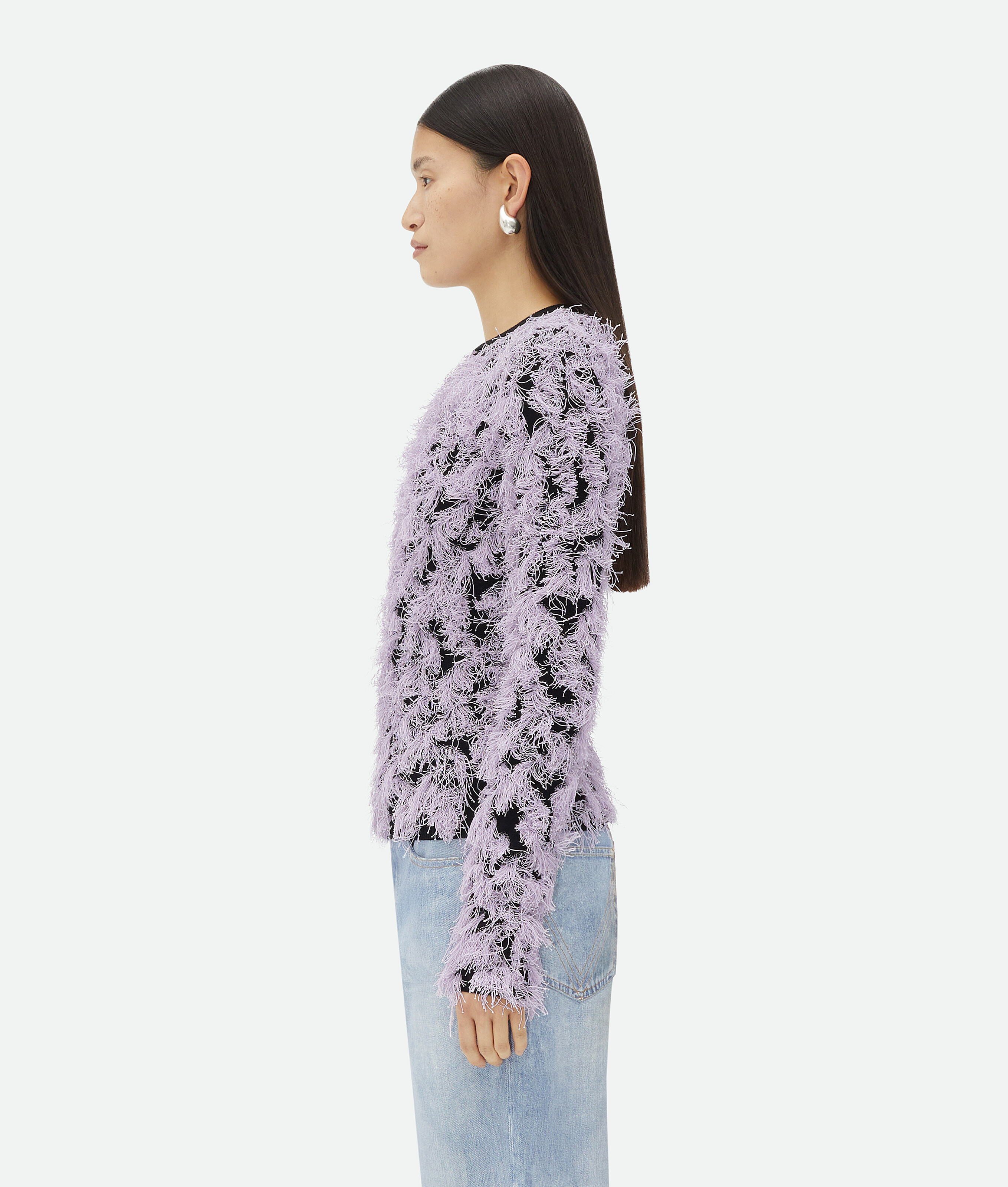 Shop Bottega Veneta Wool Fringed Sweater In Purple