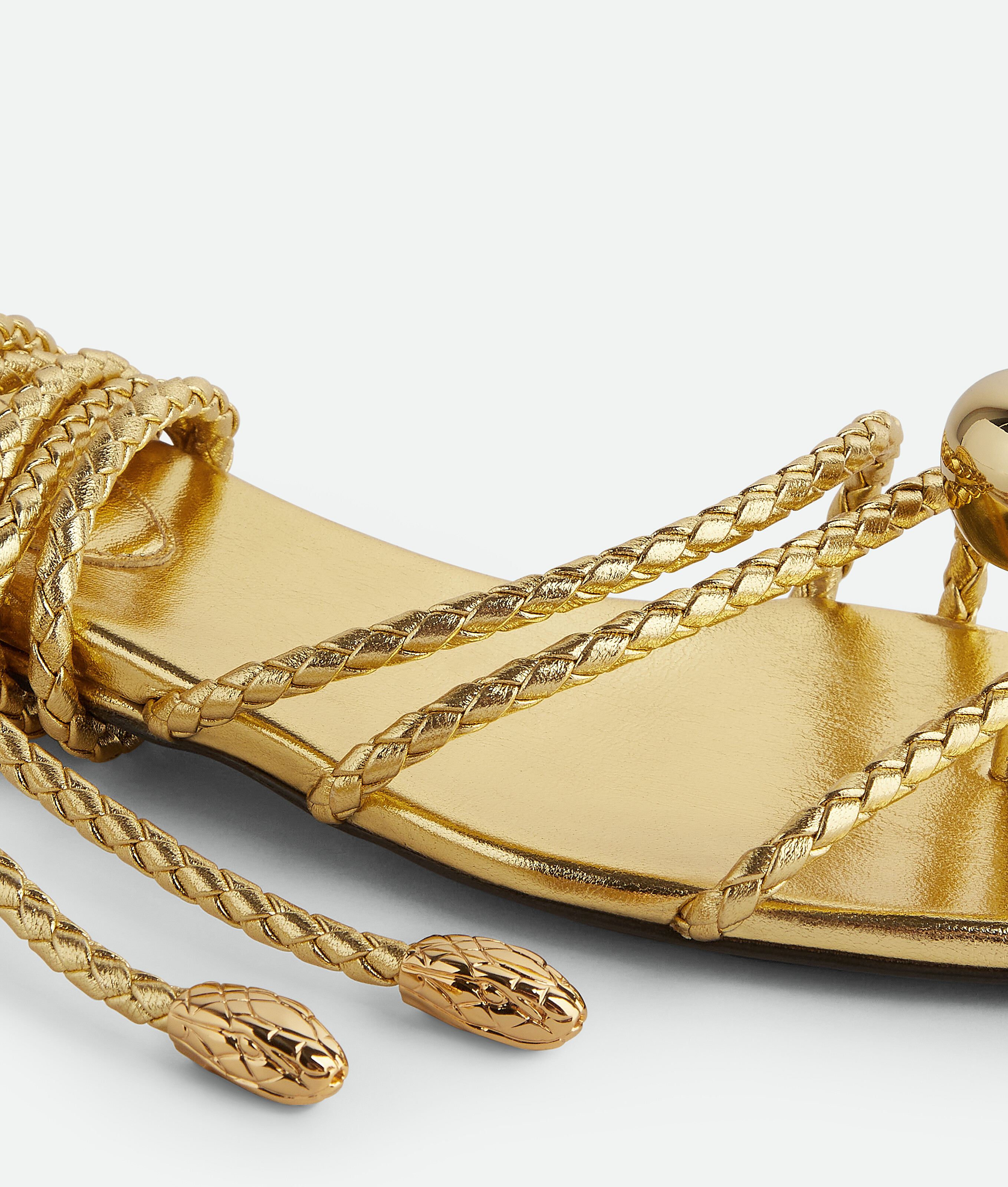 Shop Bottega Veneta Adam Flat Sandal In Gold