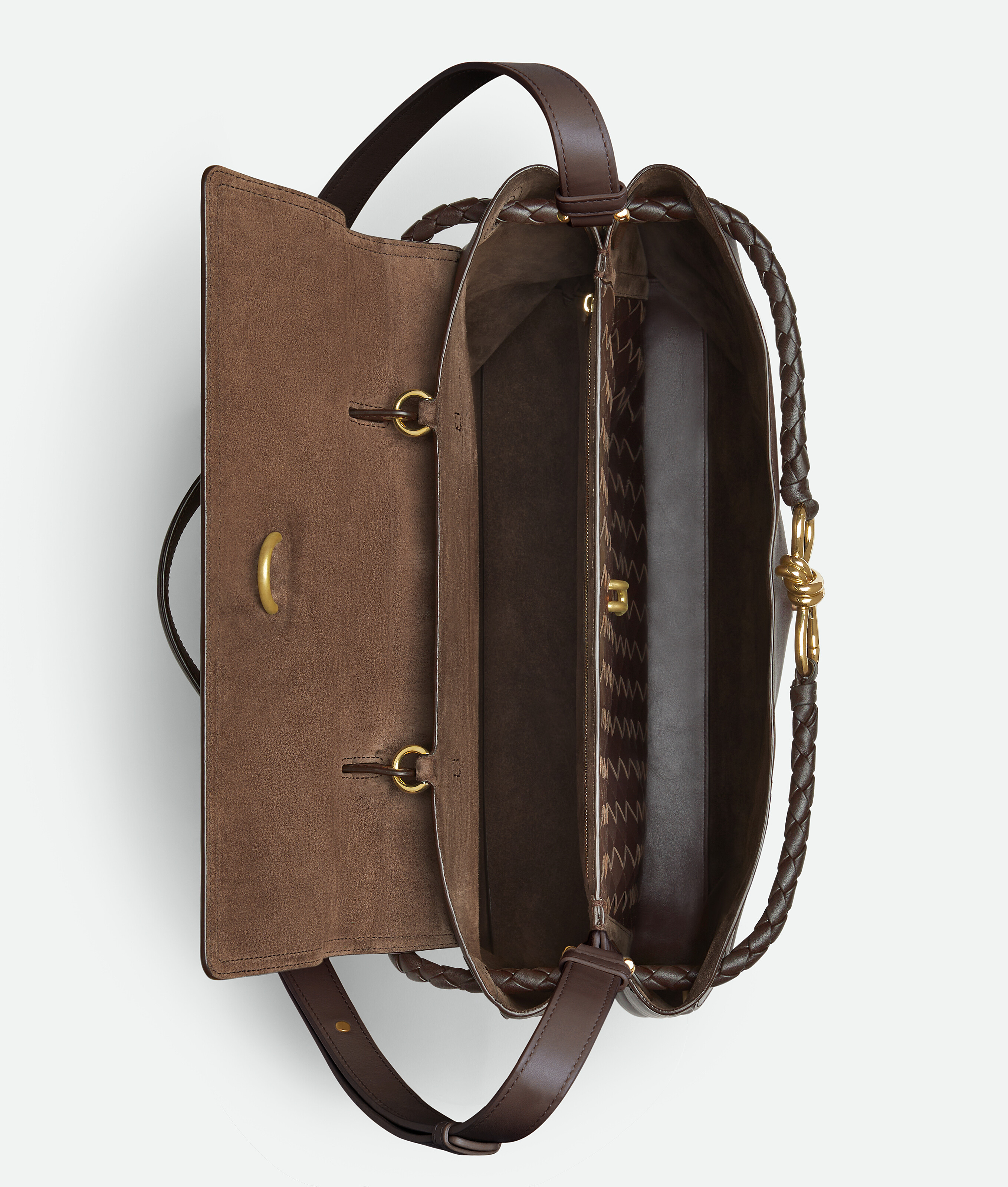 Bottega Veneta Andiamo Large Leather Top-handle Bag In Fondant-m Brass