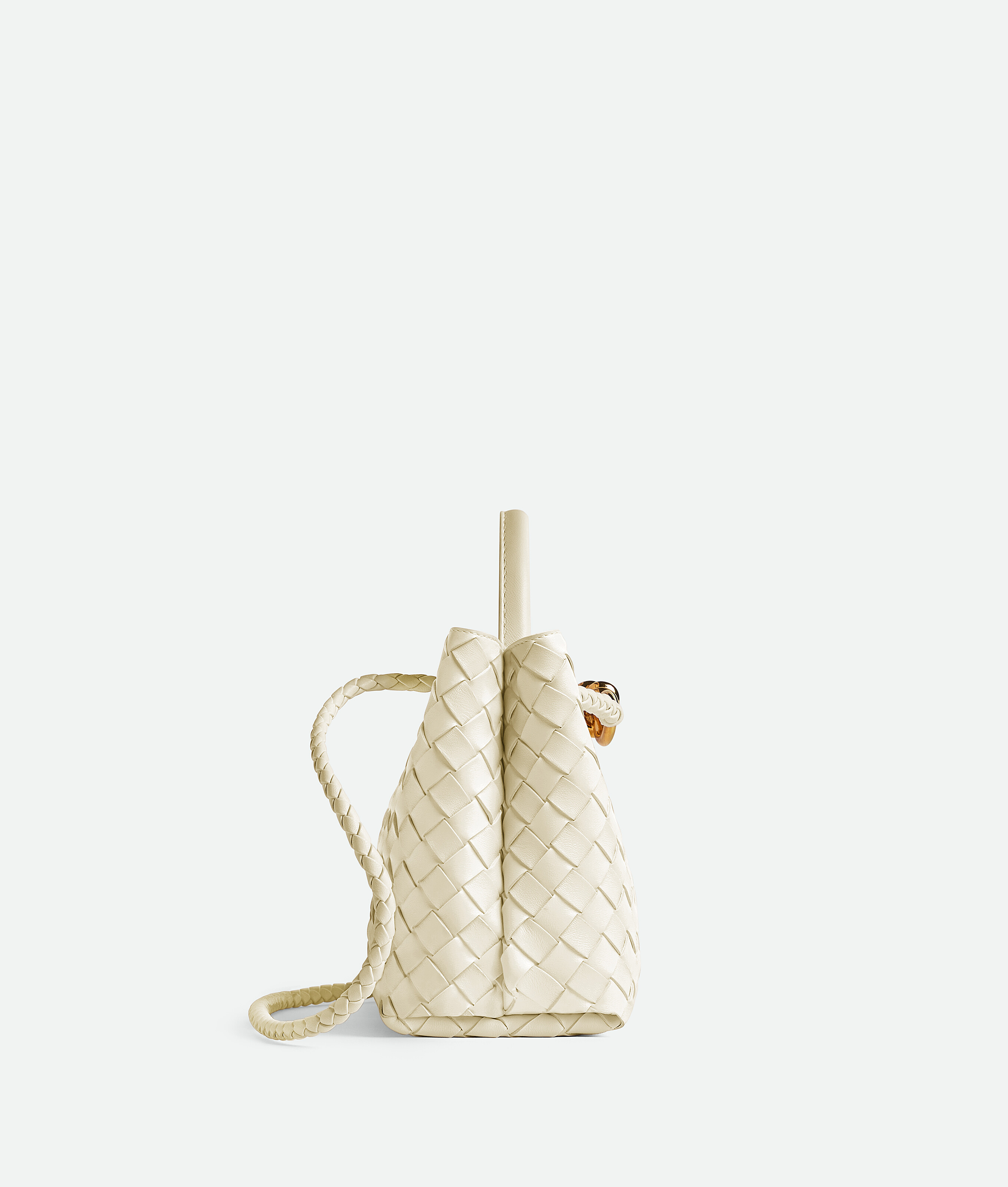 Bottega Veneta White Small Andiamo Bag In Sea Salt