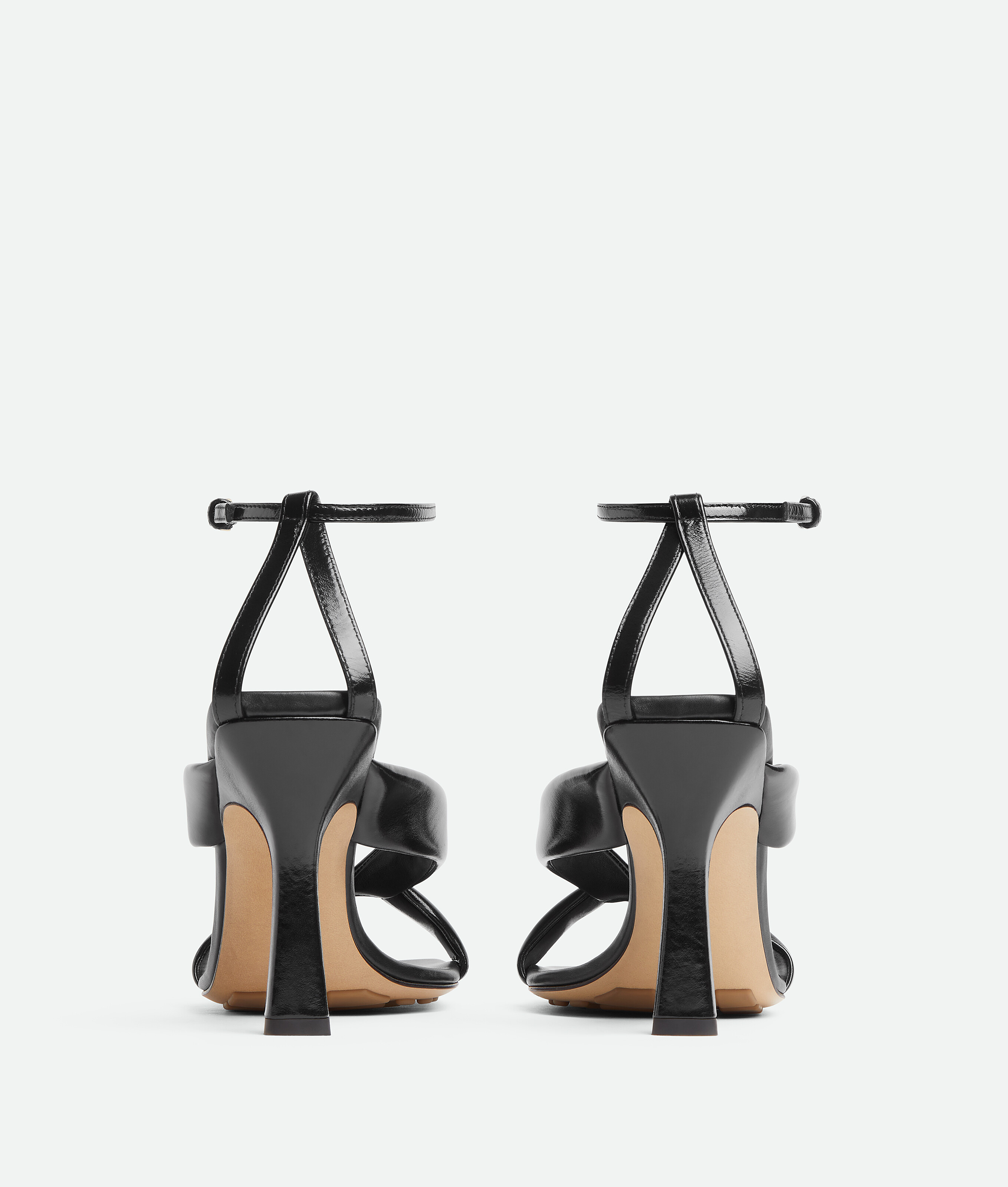Bottega Veneta Riva Padded Glossed-leather Sandals In Black