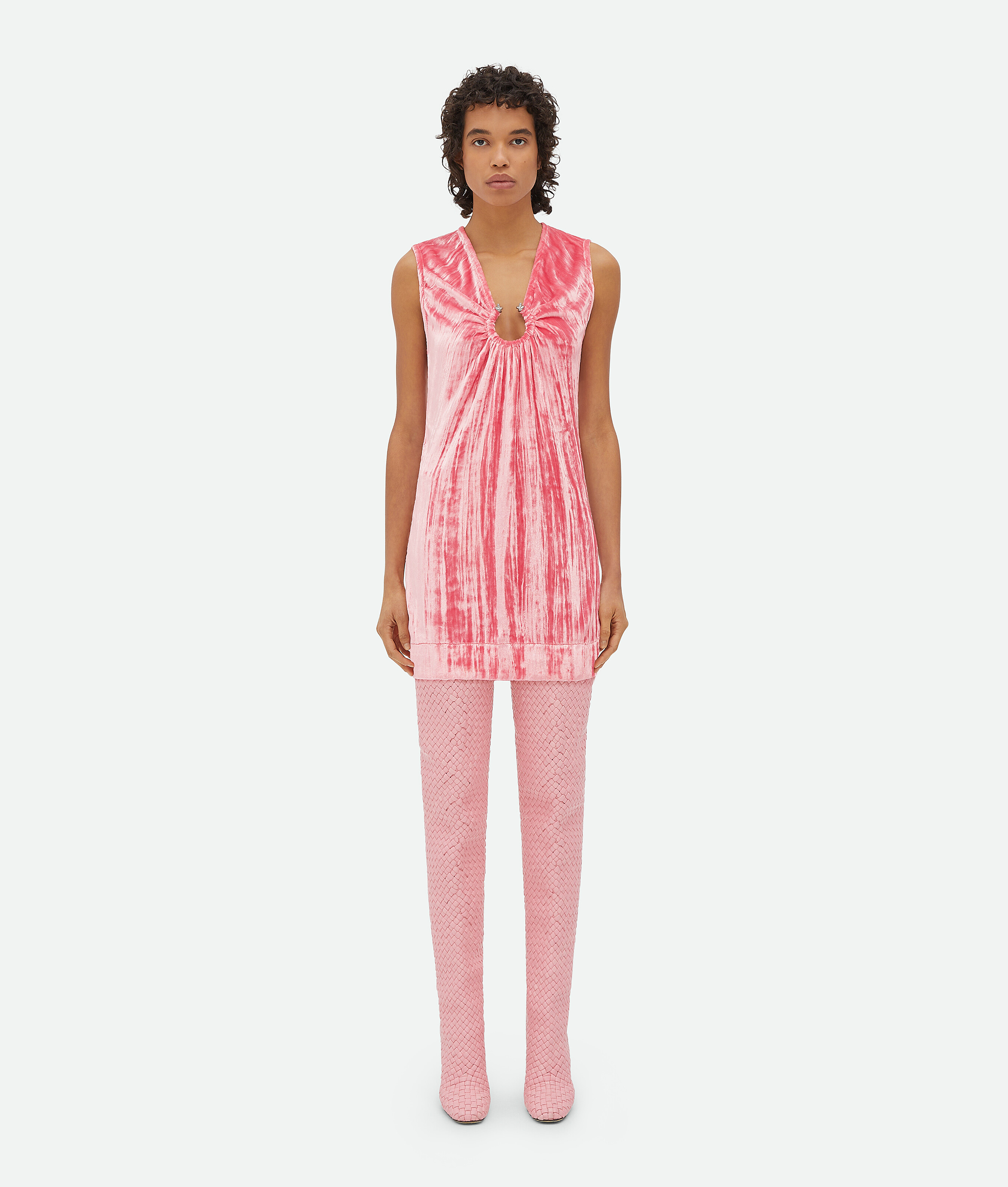 Bottega Veneta Textured Midi Dress In Pink