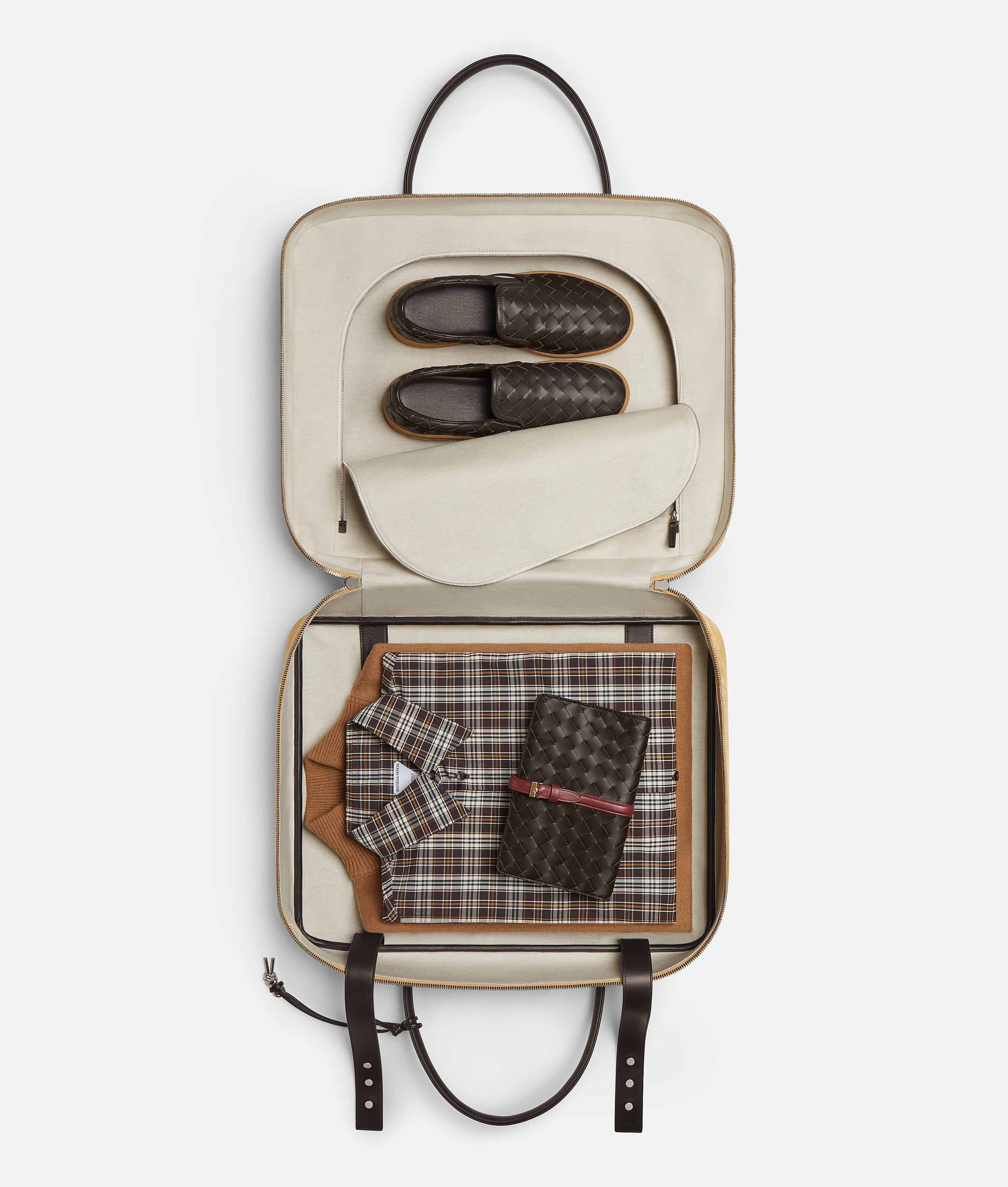 Bottega Veneta Large Getaway Weekender In Cane Sugar/fondant