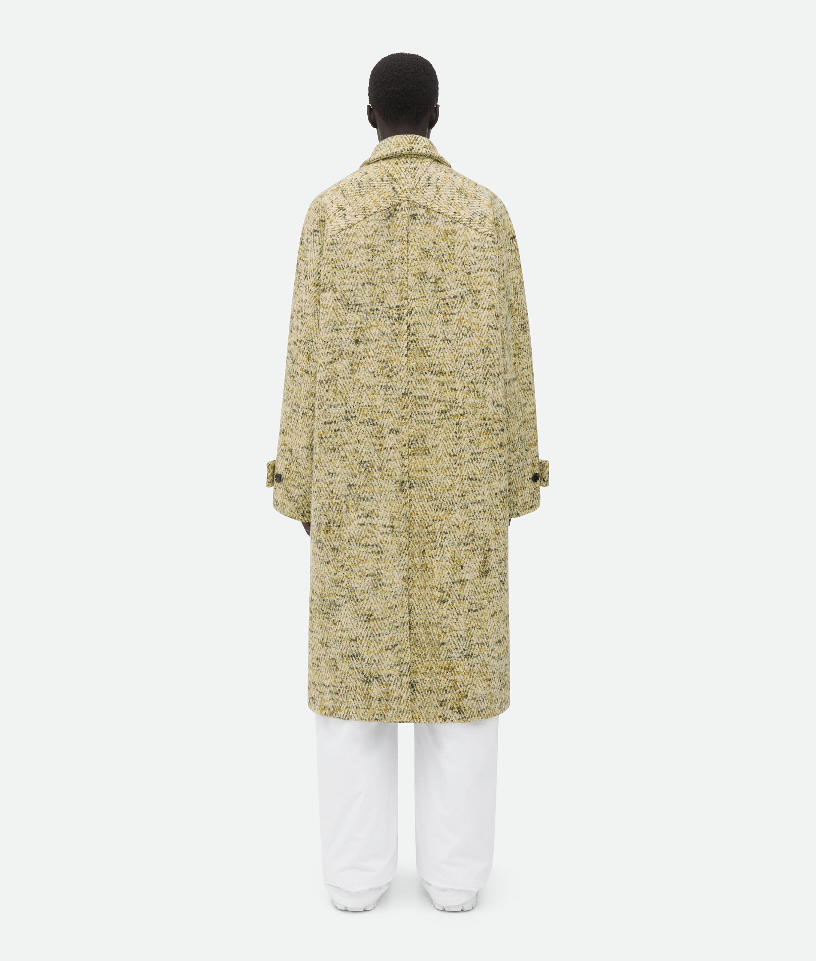 Shop Bottega Veneta Chevron Mouline Wool Kimono Coat In Yellow