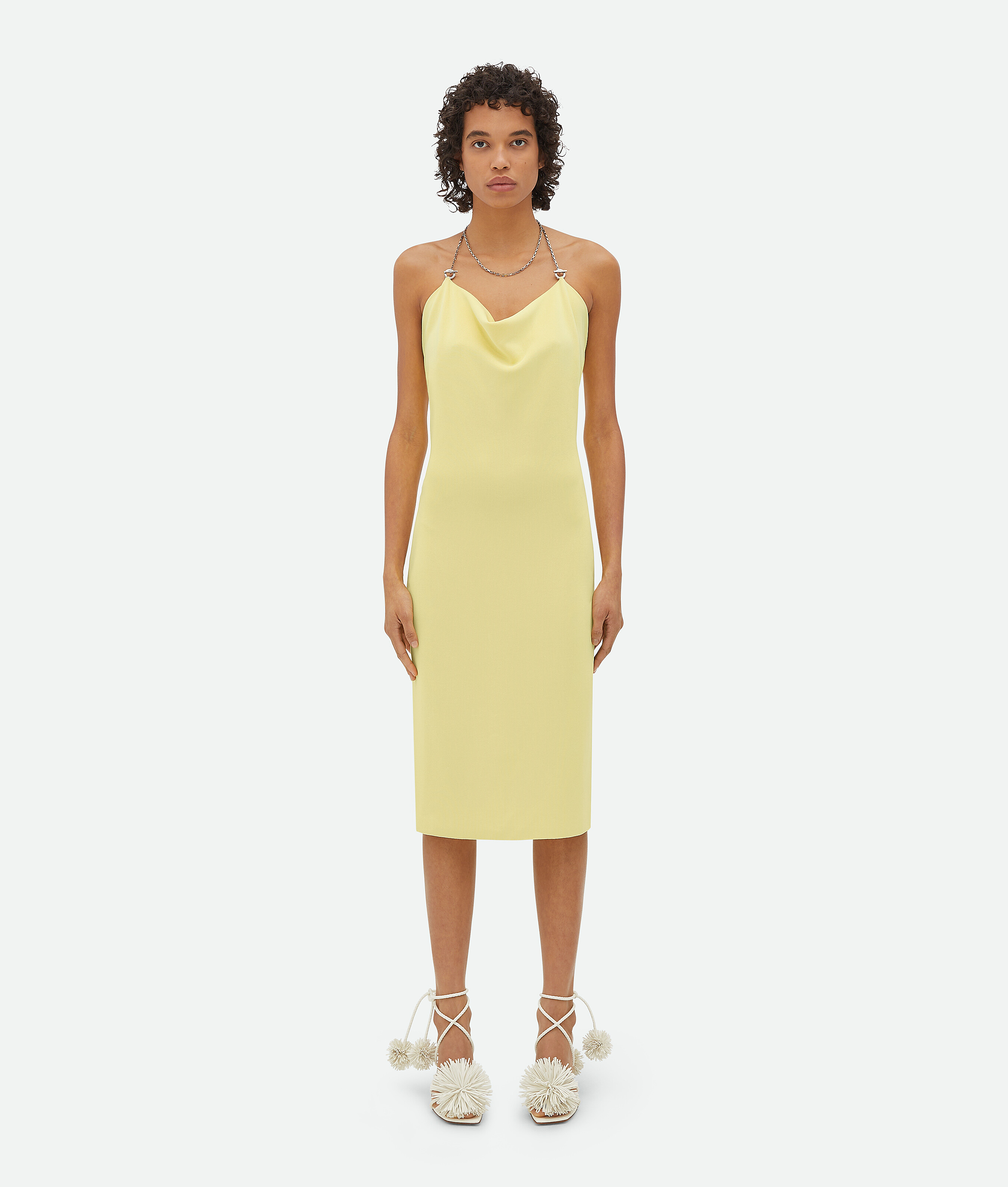 Shop Bottega Veneta Viscose Midi Dress In Yellow