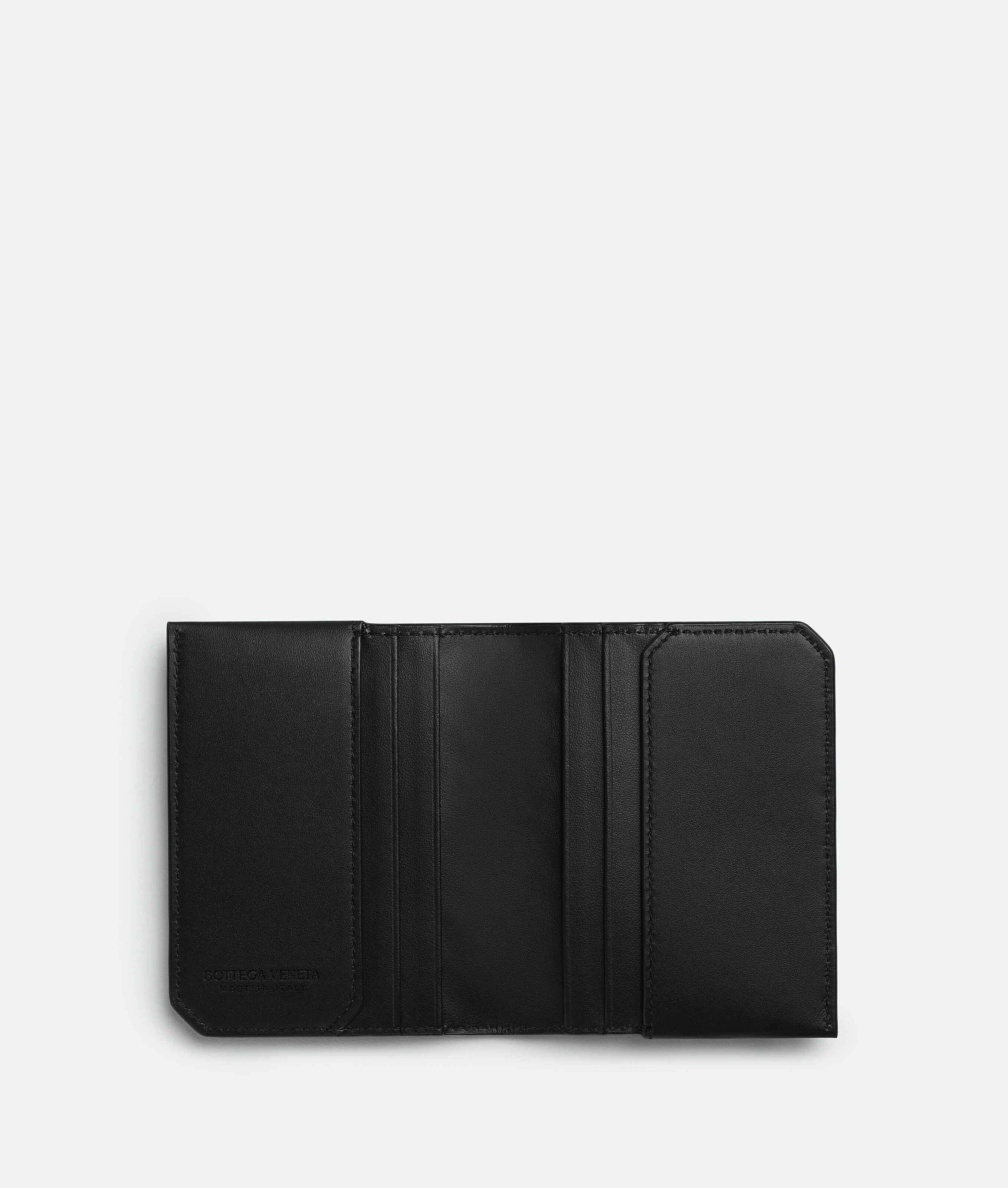 Shop Bottega Veneta Intrecciato Piccolo Flap Card Case In Black