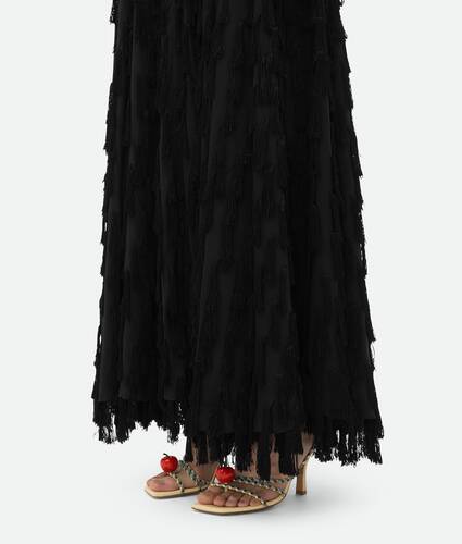 Fringed Fil Coupe Crepe Dress