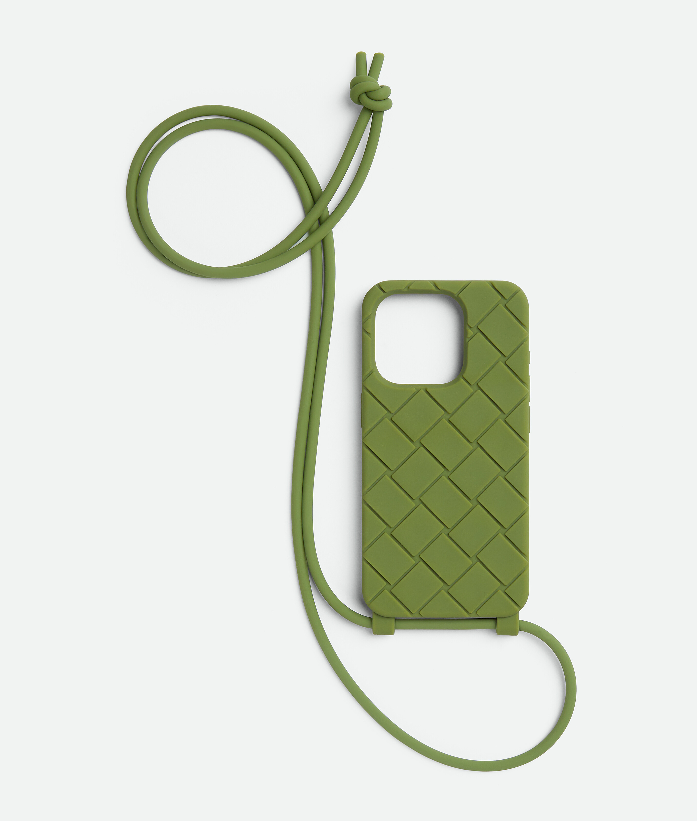 Bottega Veneta Iphone 15 Pro Case With Strap In Tea Leaf