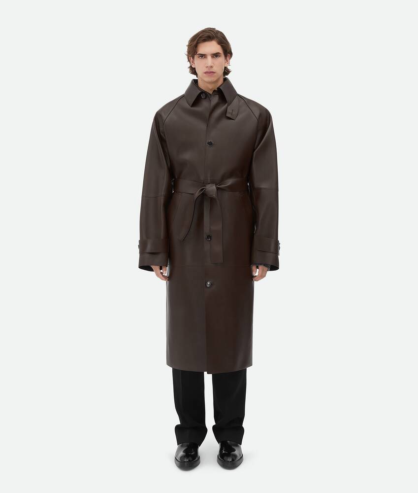 Bottega Veneta Men s Bonded Leather Trench Coat in Tobacco. Shop online now