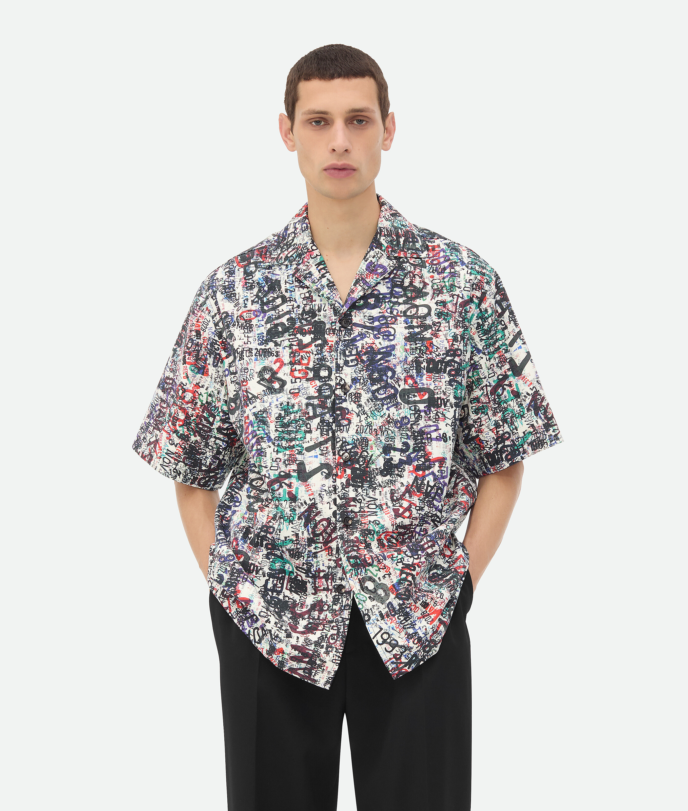 Shop Bottega Veneta Cotton Wool Memory Print Shirt In Chalk/multicolour