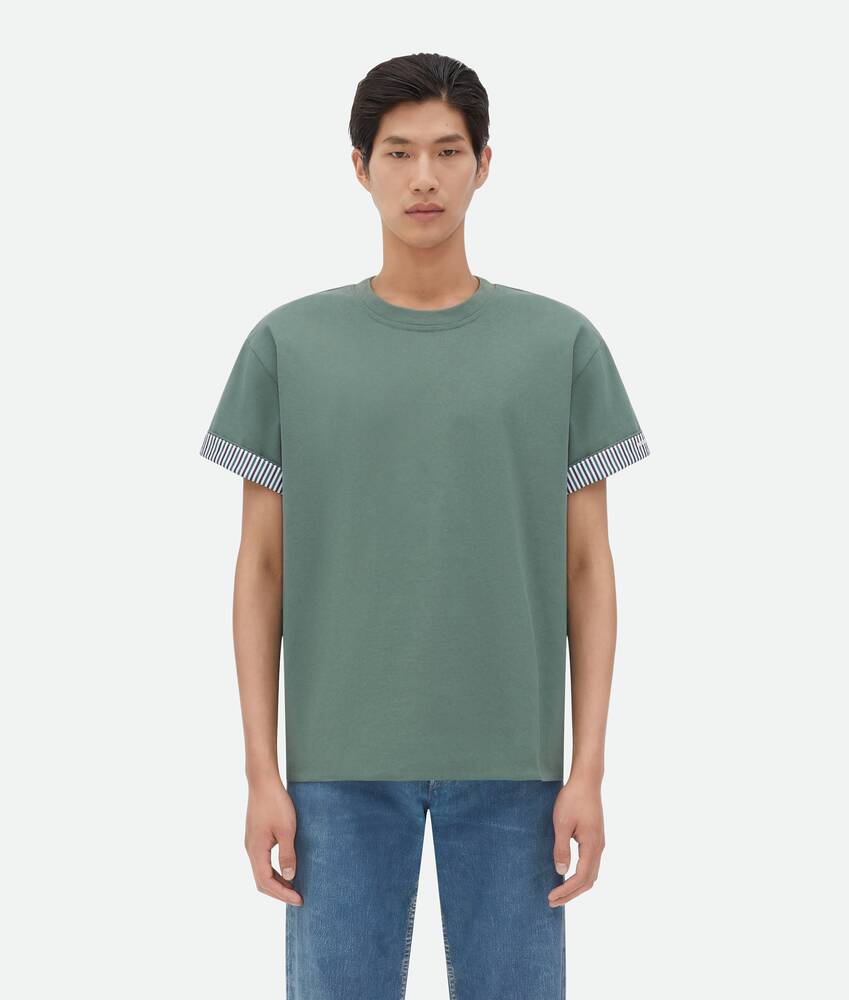Mostrar una versión grande de la imagen del producto 1 - Camiseta a rayas de doble capa de algodón