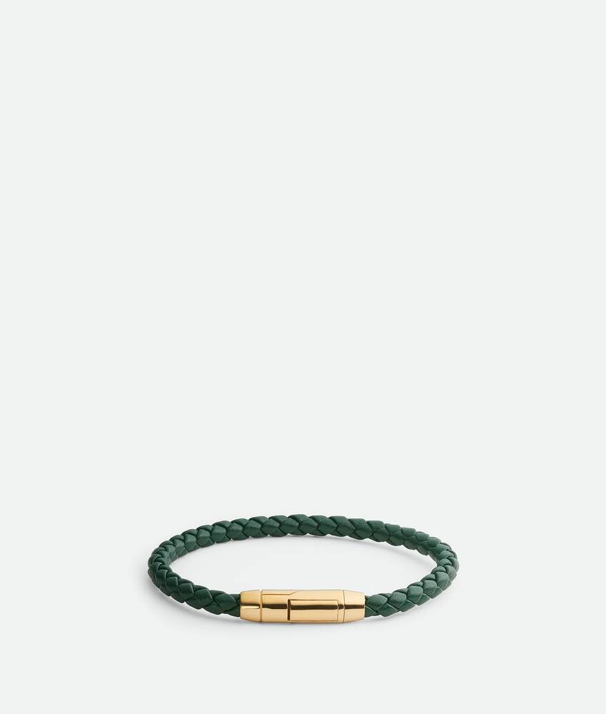 Bottega Veneta® Men's Braid Leather Bracelet in Emerald green 