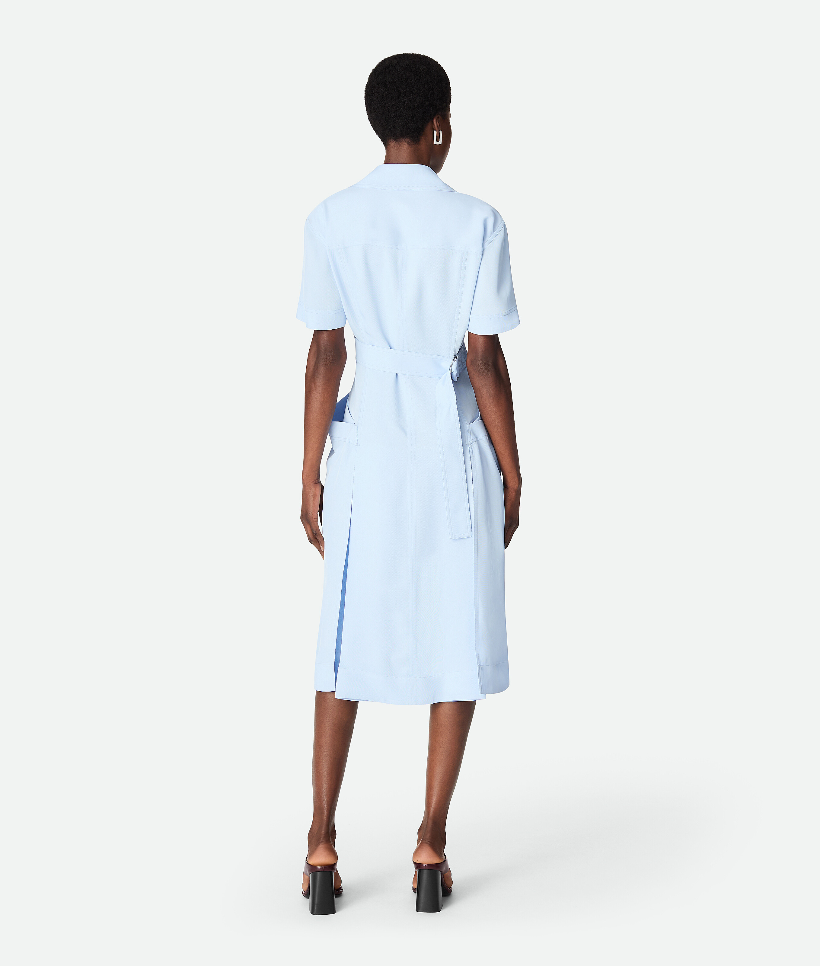 Bottega Veneta Fine Viscose Silk Twill Dress In Sky Blue
