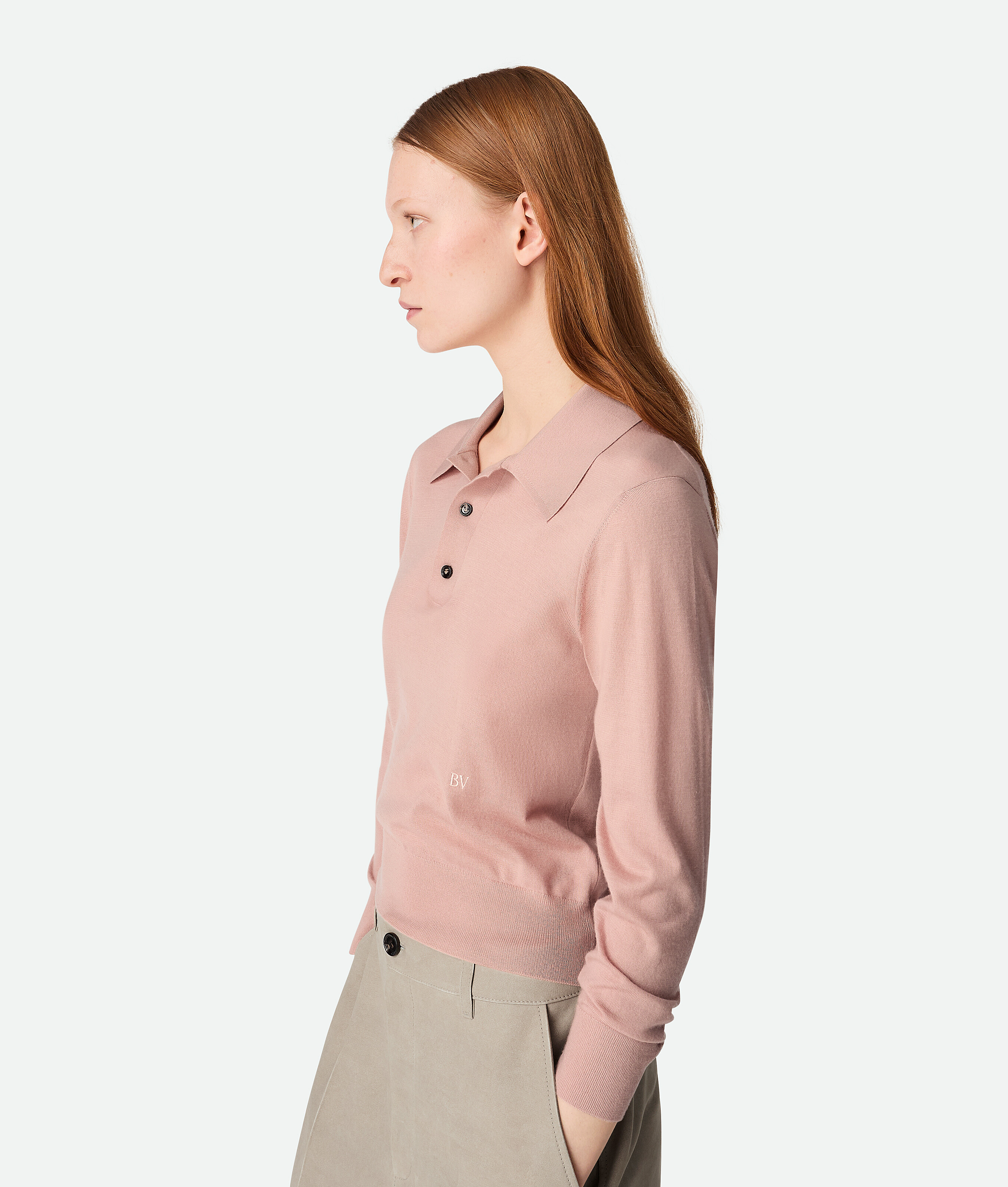Shop Bottega Veneta Polo En Cachemire Fin Et Léger In Cameo