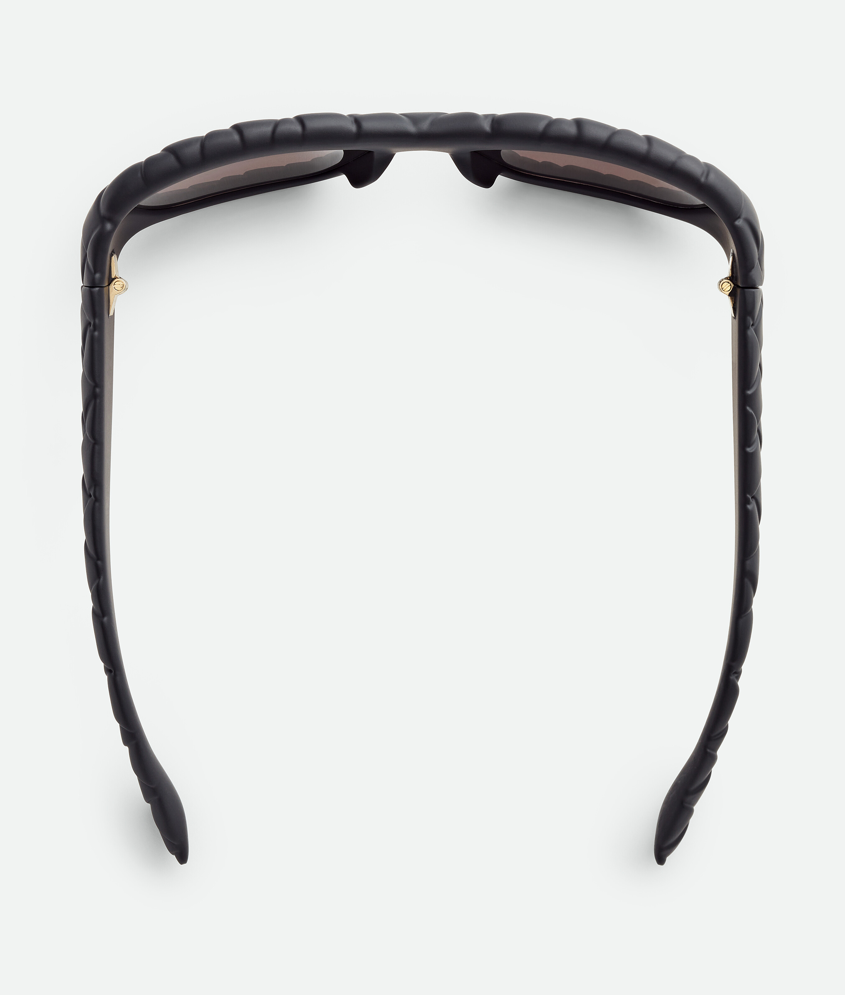 Bottega Veneta Intrecciato Rectangular Sunglasses In Black