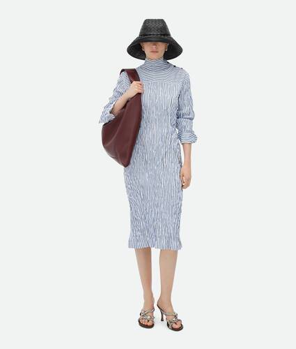 Striped Technical Viscose Crinkled Dress
