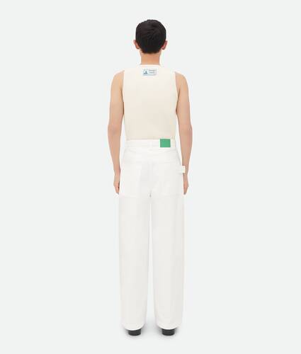 White Pleated Denim Trousers