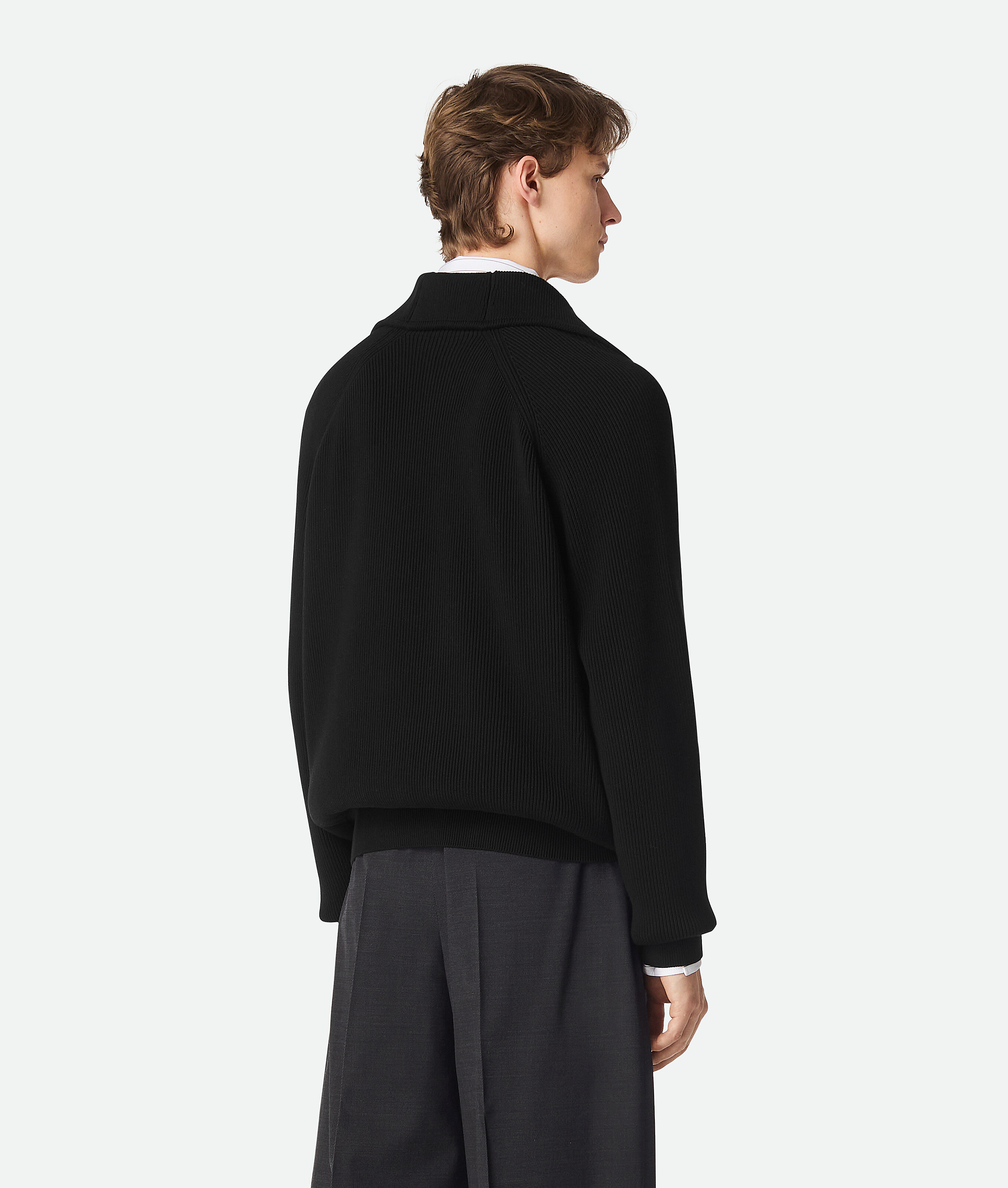 Bottega Veneta Gerippter Cardigan Aus Baumwolle In Black