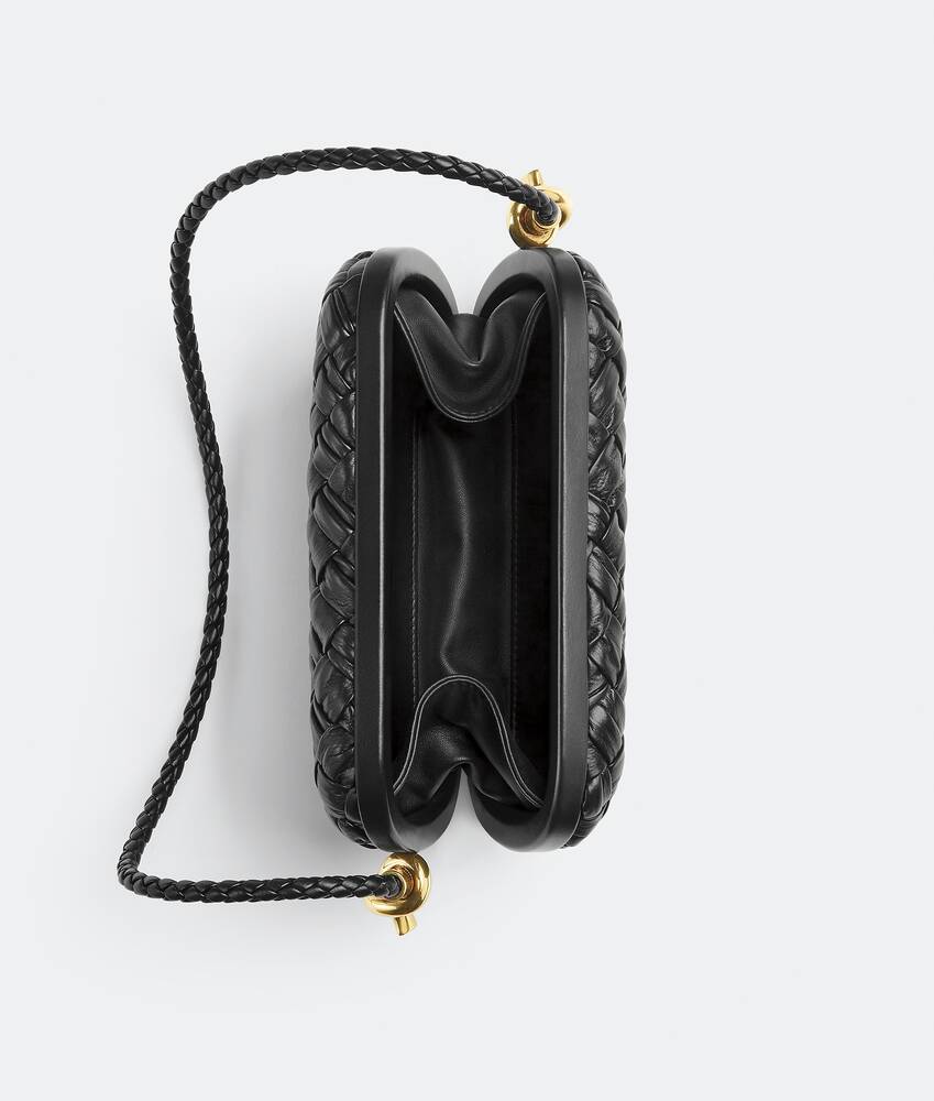 Bottega Veneta black Leather Knot Minaudiere Clutch Bag