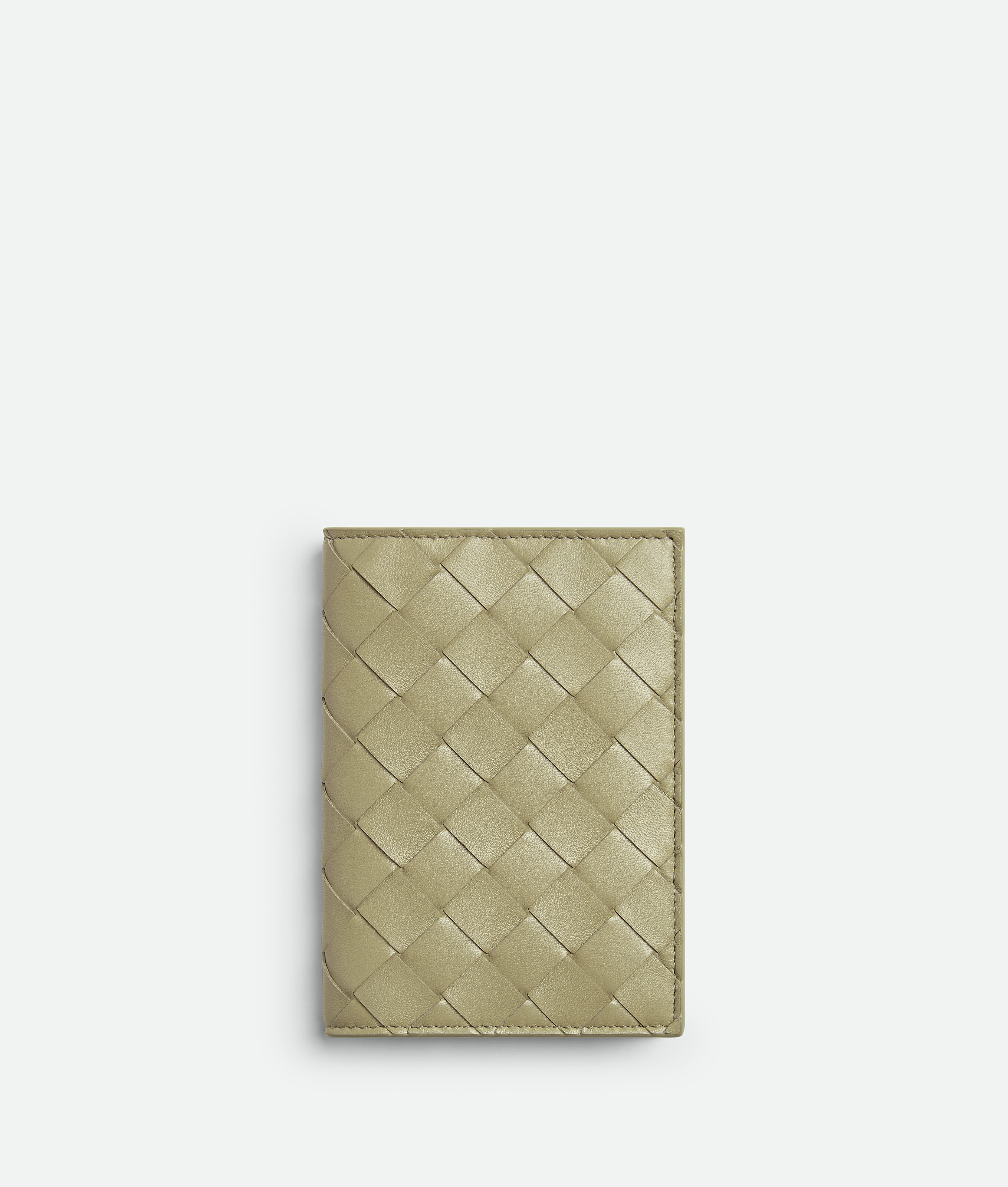 Shop Bottega Veneta Intrecciato Passport Case In Travertine / New Sauge