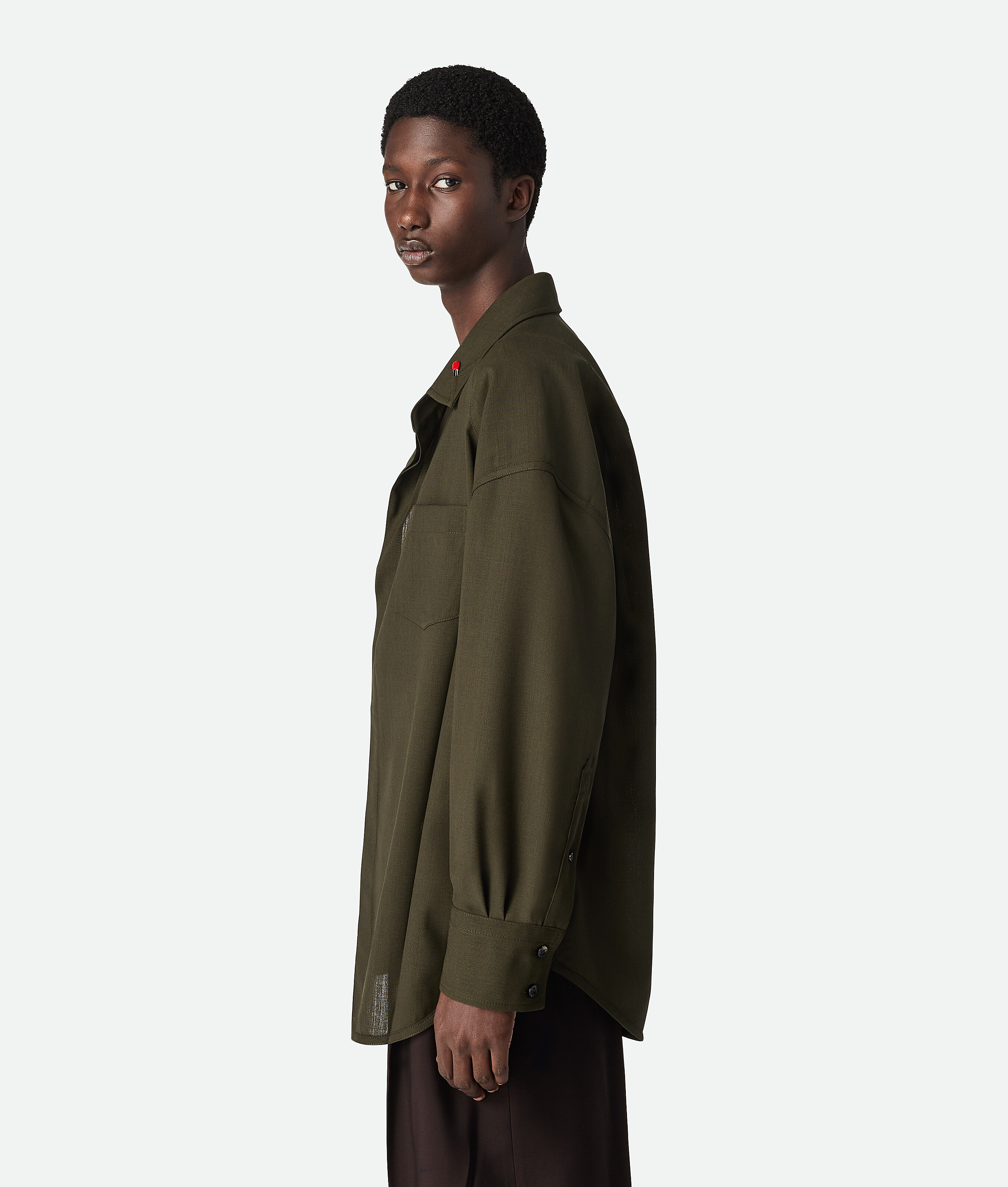 Bottega Veneta Hemd Aus Leichter Wolle In Dark Forest