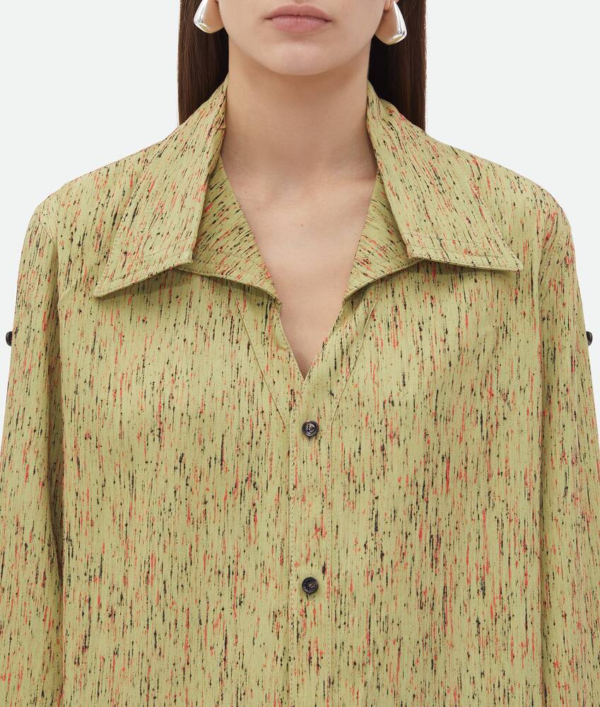 Display a large version of the product image 5 - Textured Viscose Stripe Shirt With Folded Collar