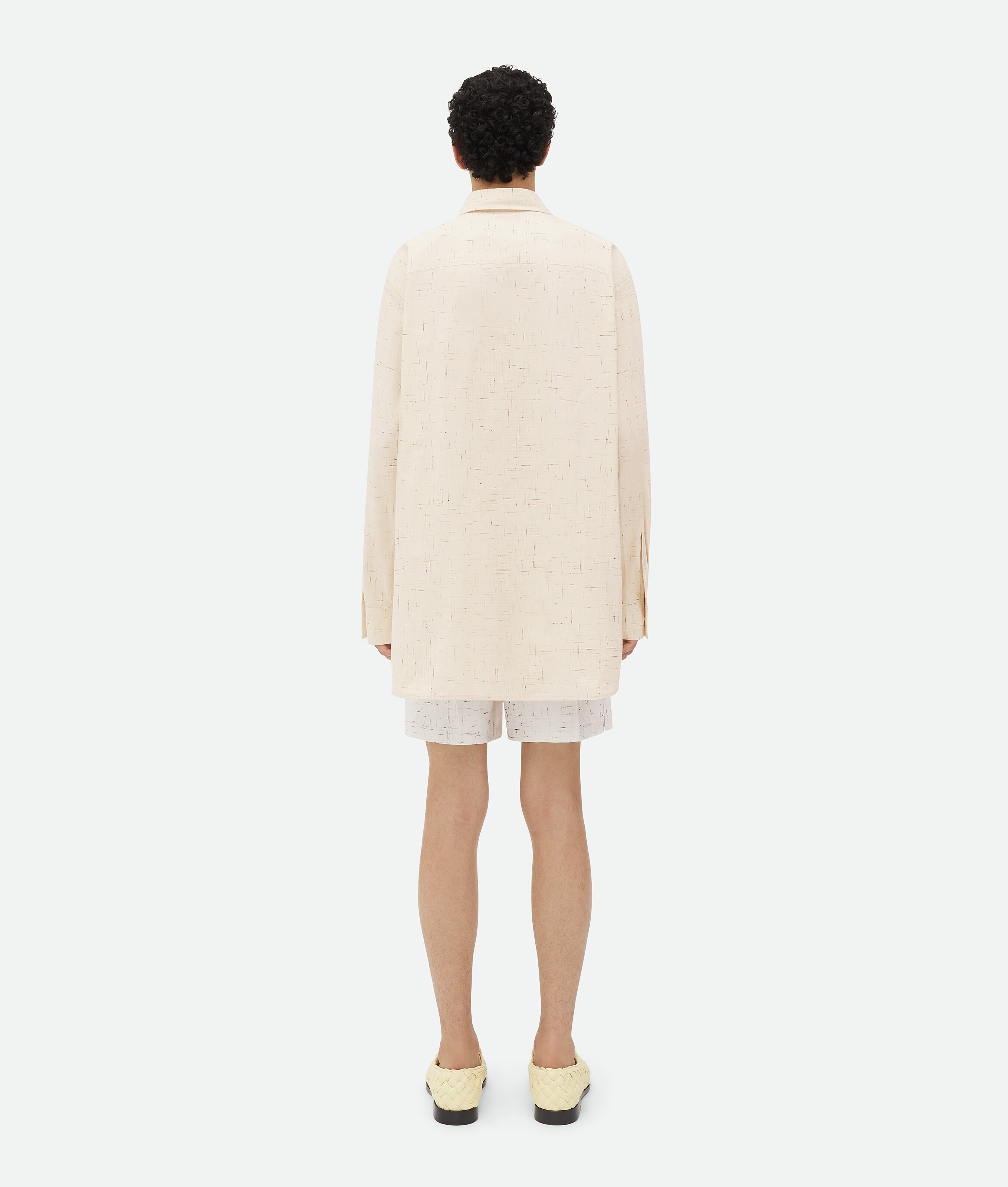 Bottega Veneta Textured Criss-cross Cotton Shirt In Beige